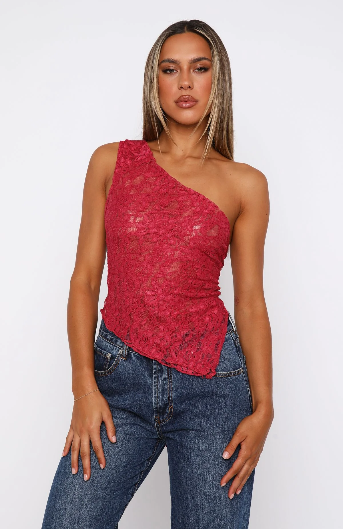 It's A Love Story Lace Top Berry - Image 2
