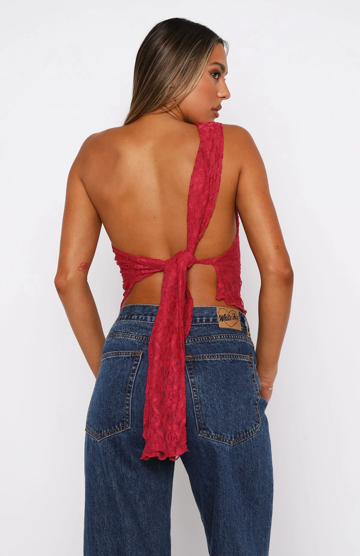 It's A Love Story Lace Top Berry - Image 4