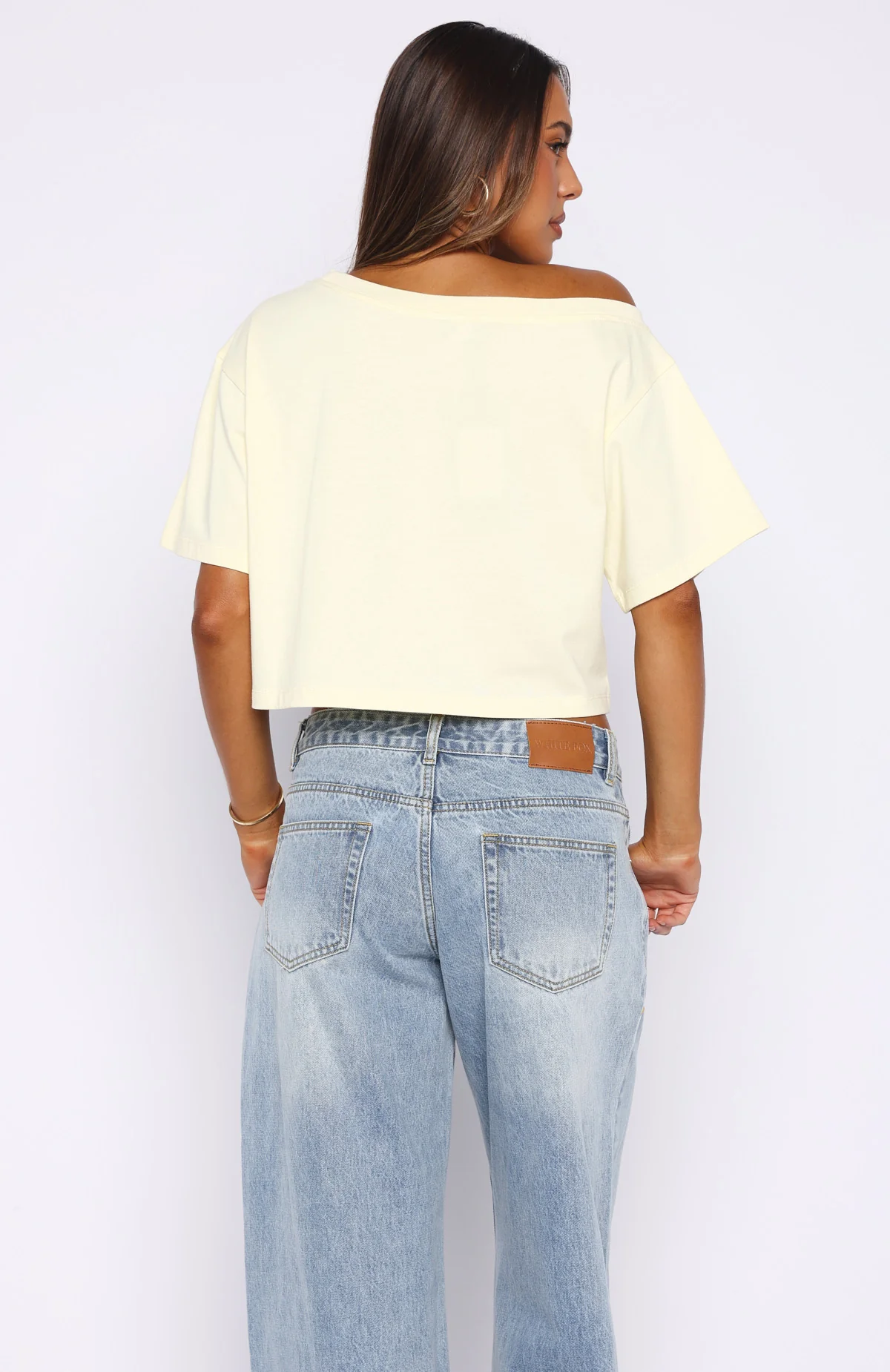 I've Got That Feeling Boxy Off Shoulder Tee Lemon - Image 4