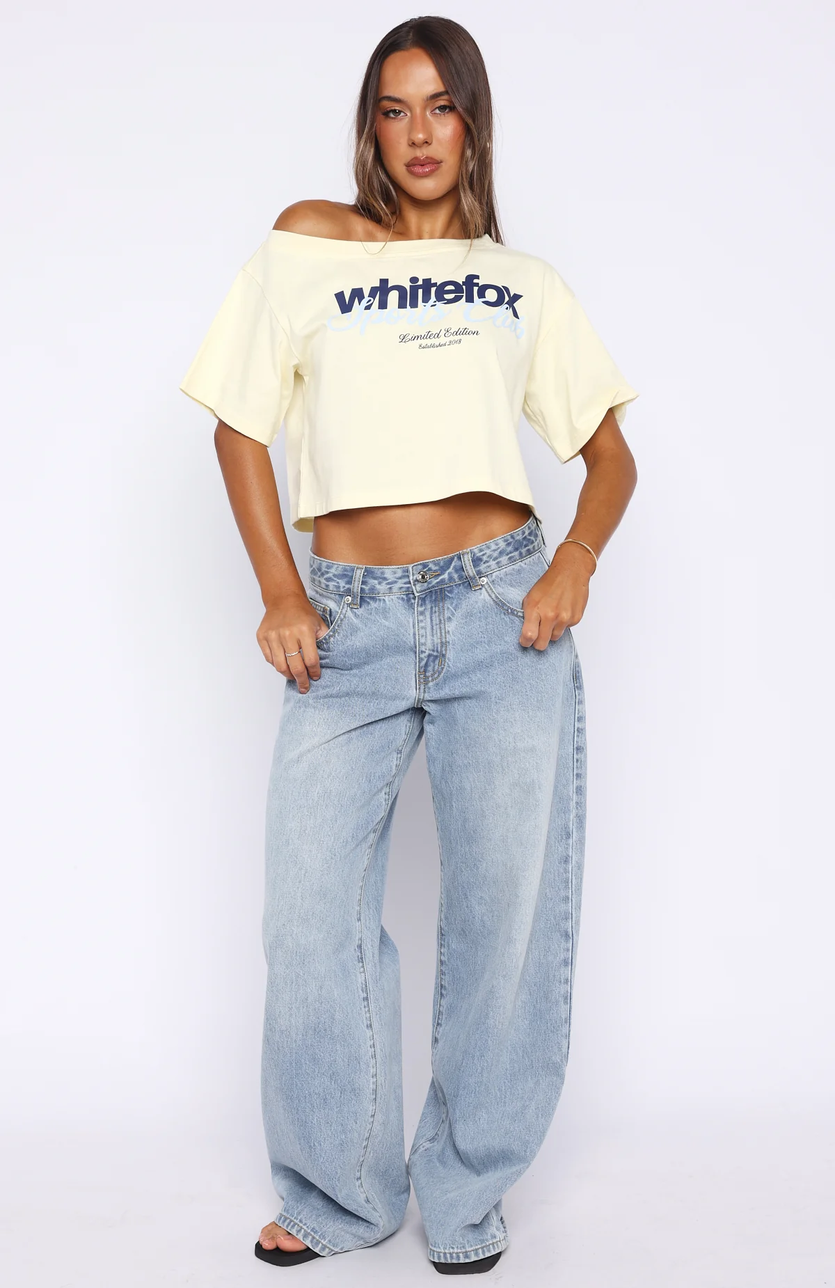 I've Got That Feeling Boxy Off Shoulder Tee Lemon - Image 5