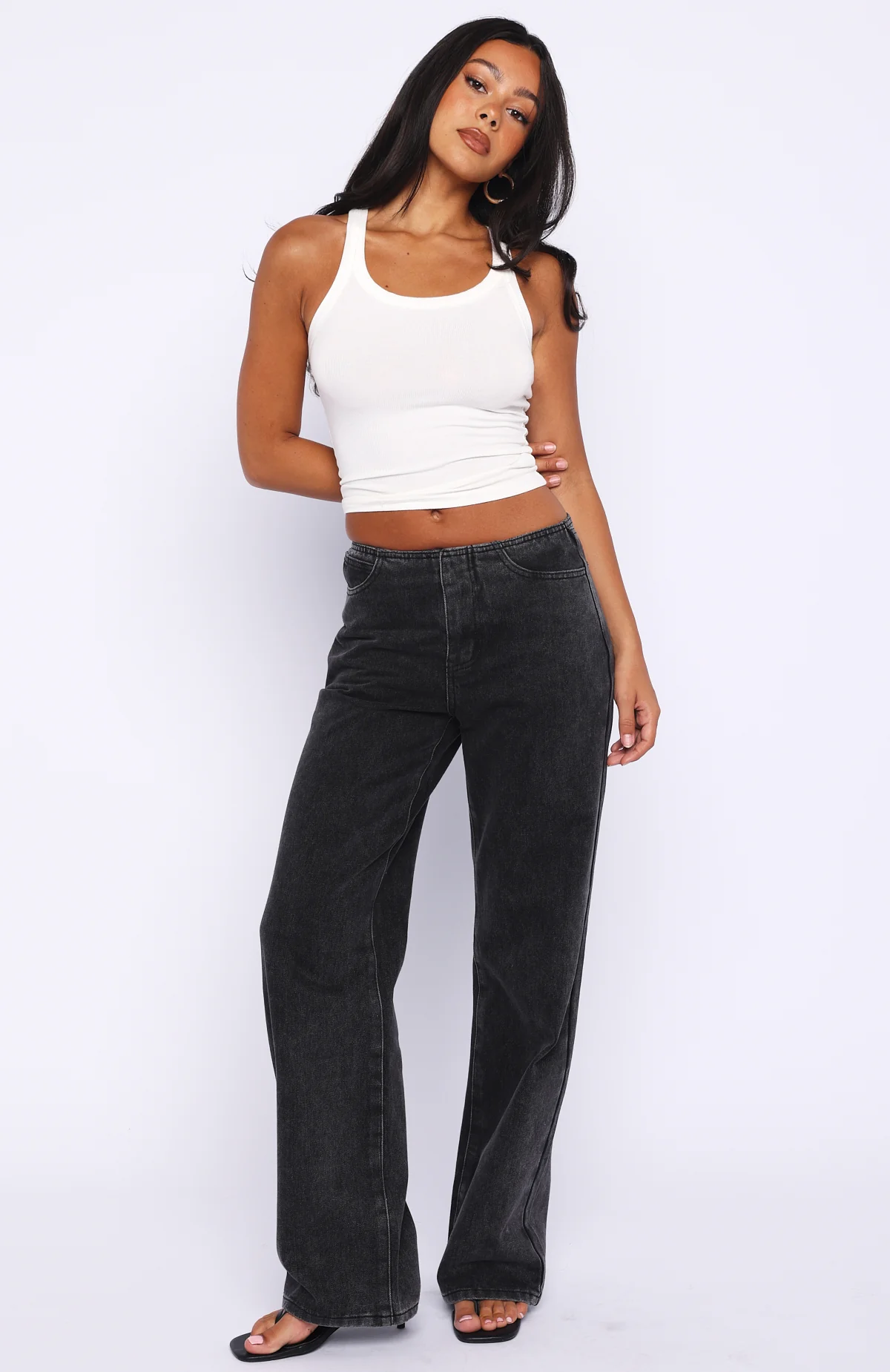 Jasmine Mid Rise Straight Leg Jeans Black Acid - Image 2