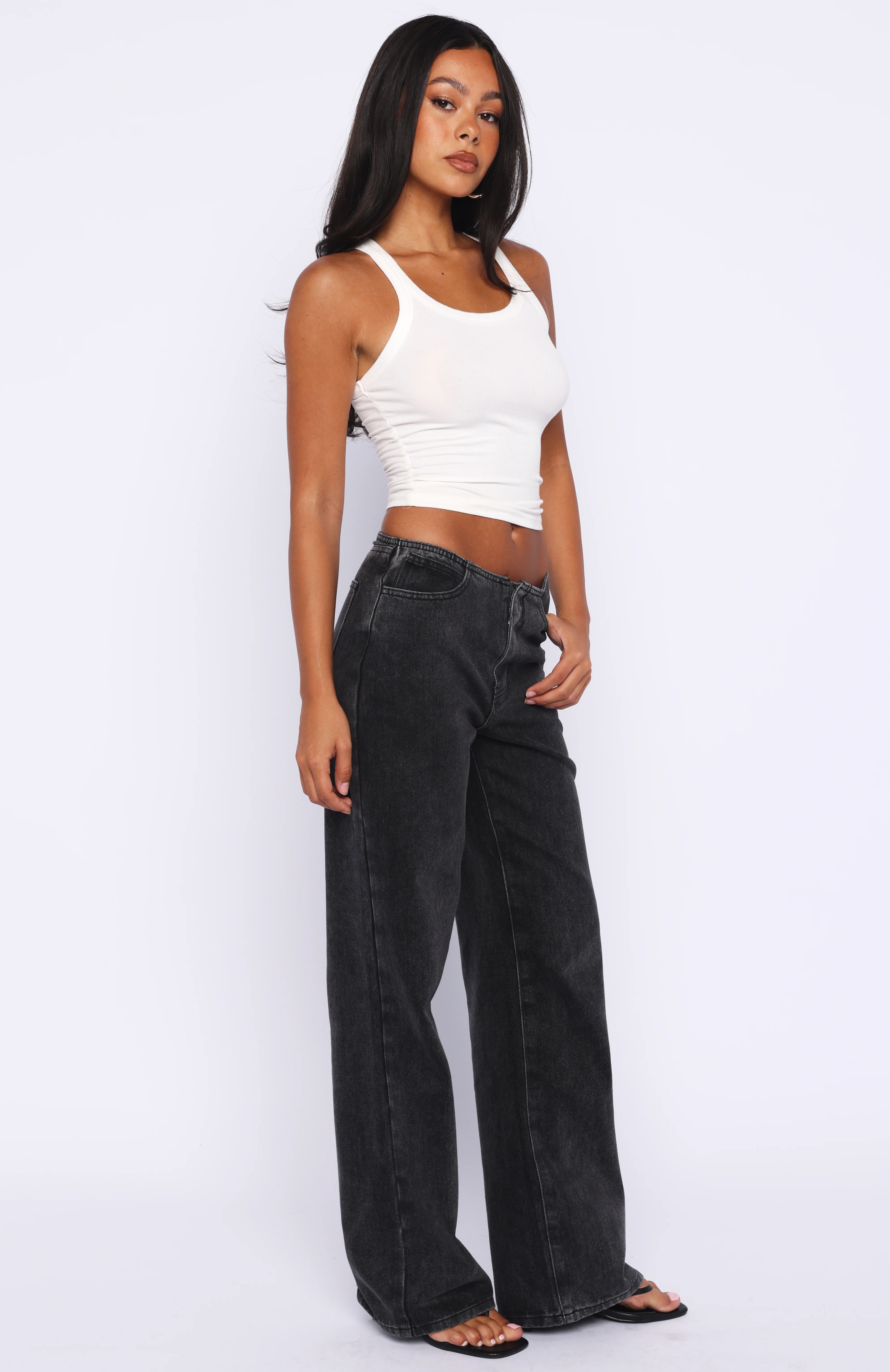 Jasmine Mid Rise Straight Leg Jeans Black Acid - Image 3