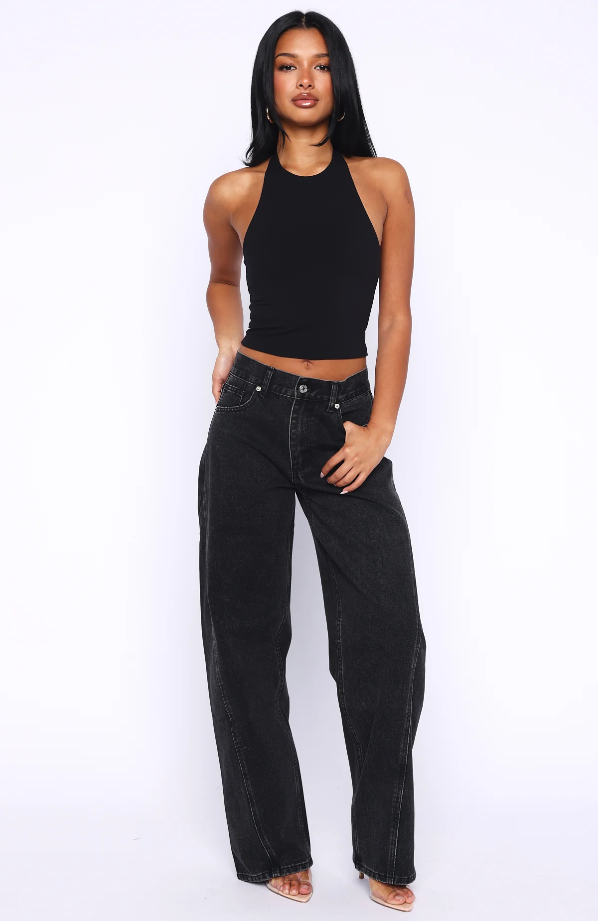 Jessica Mid Rise Barrel Leg Jeans Black Acid - Image 2