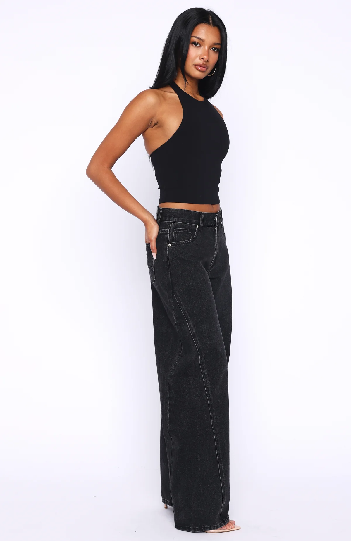Jessica Mid Rise Barrel Leg Jeans Black Acid - Image 3