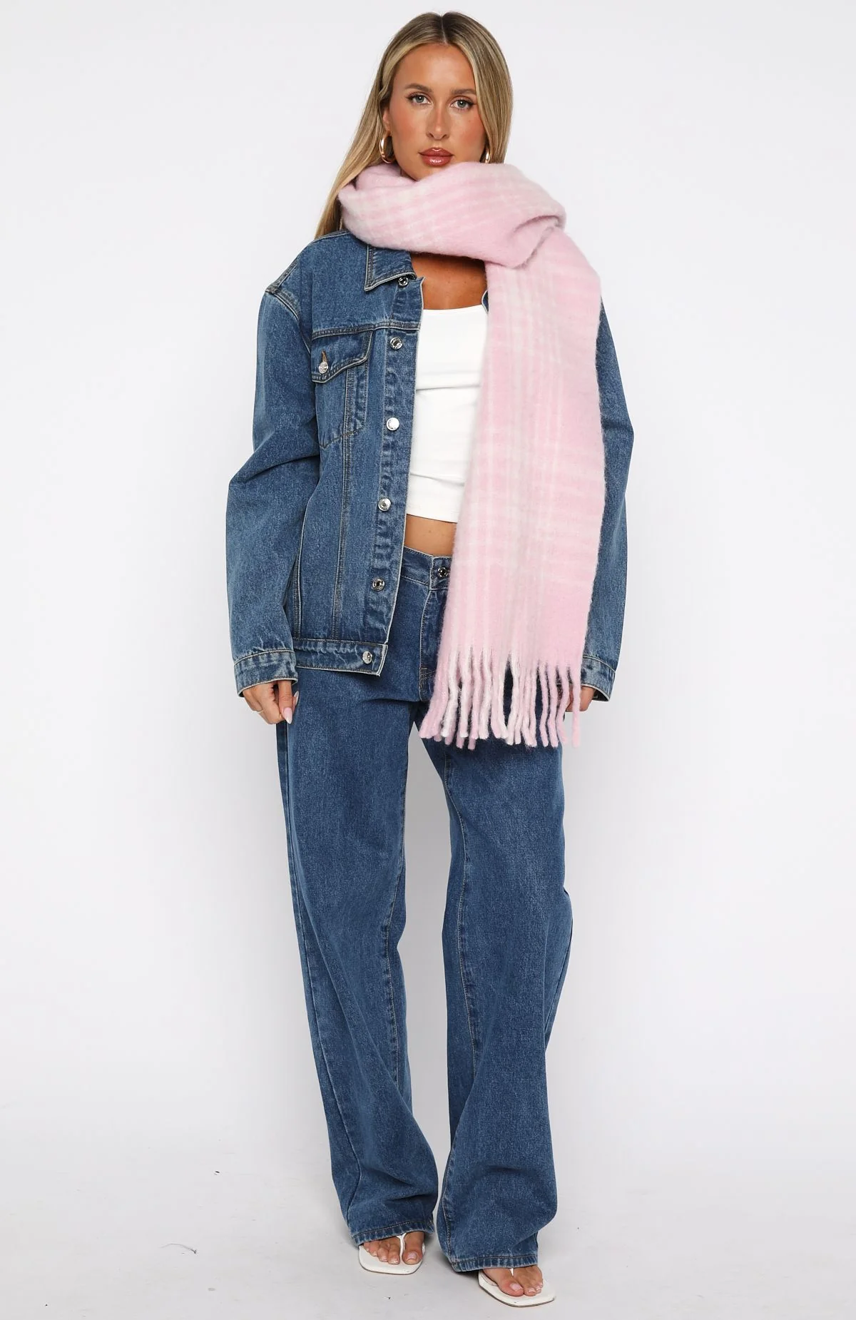 Joss Scarf Pink Plaid - Image 3