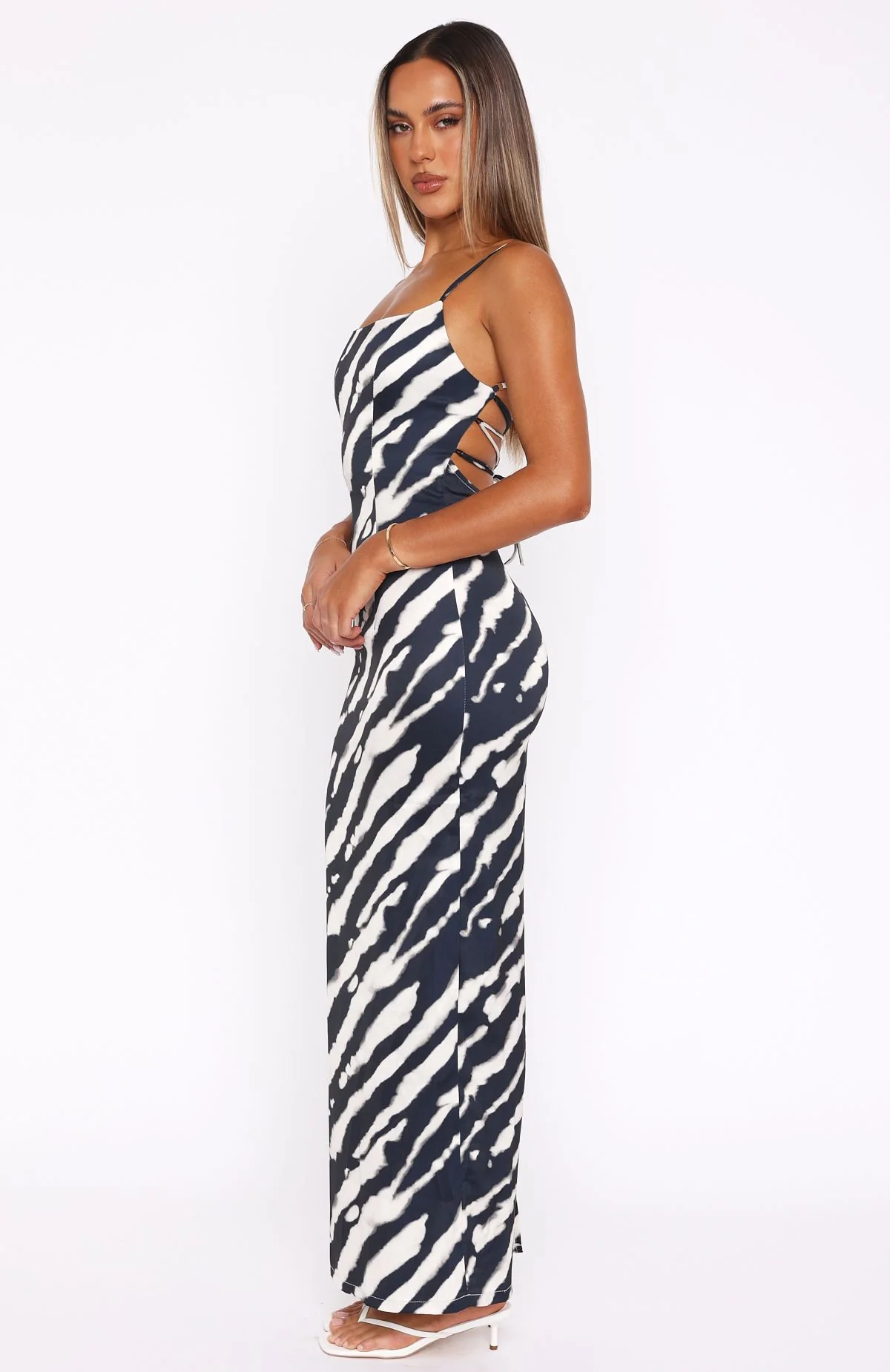 Just A Fan Maxi Dress Black Abstract Stripe - Image 3
