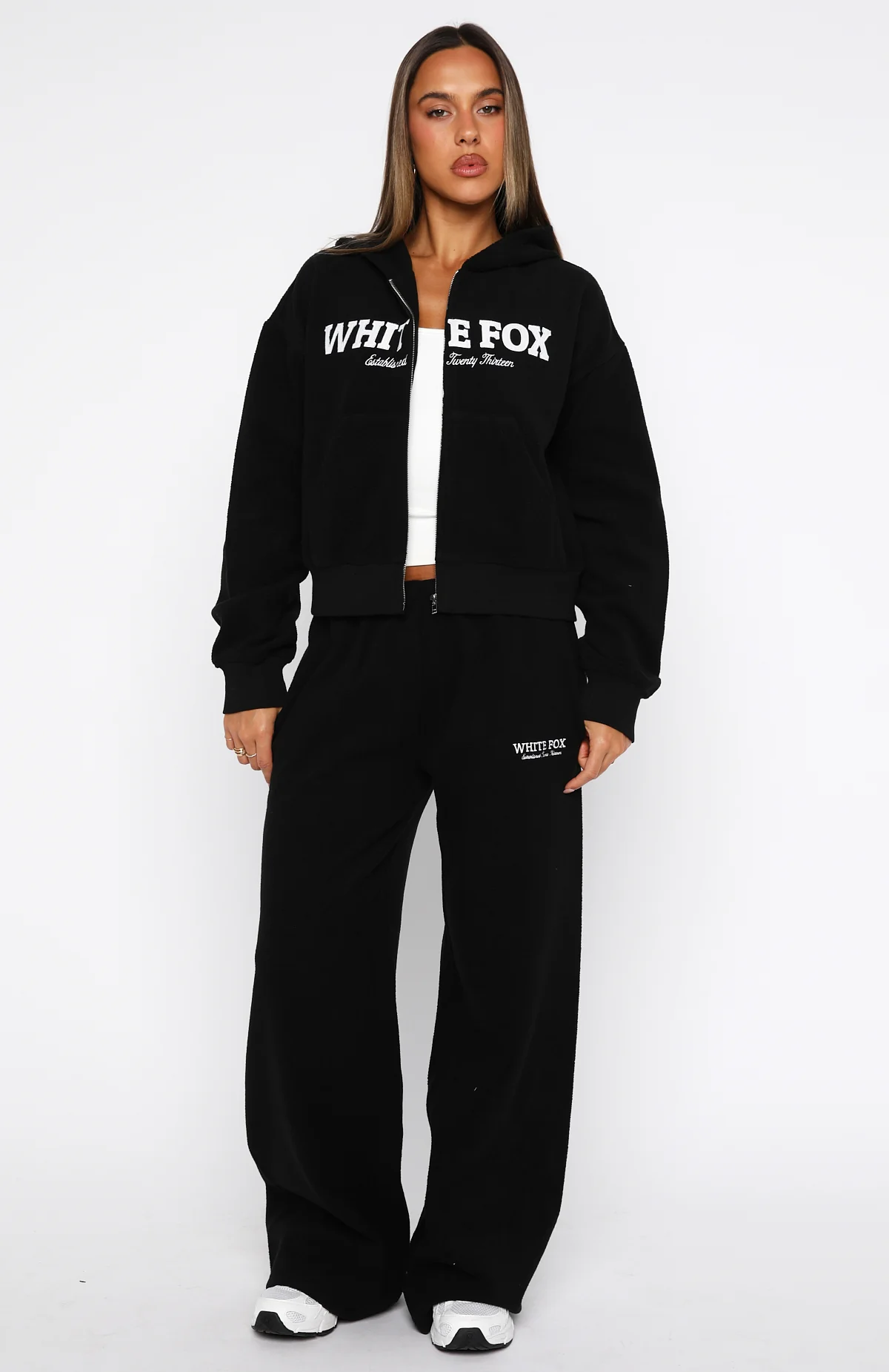 Just For Now Fleece Wide Leg Sweatpants Black - Image 2