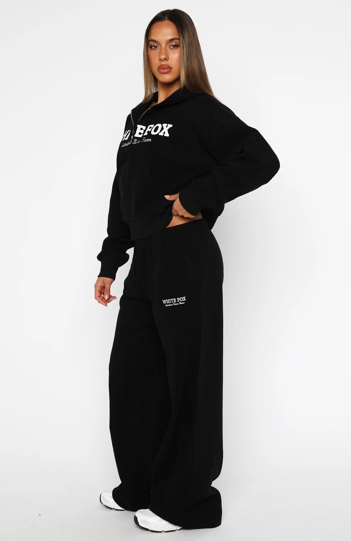 Just For Now Fleece Wide Leg Sweatpants Black - Image 3