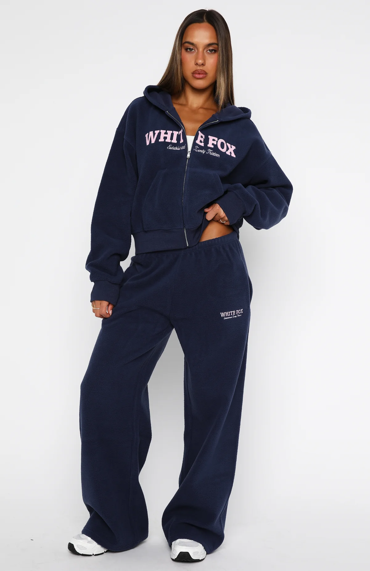 Just For Now Fleece Wide Leg Sweatpants Navy - Image 2