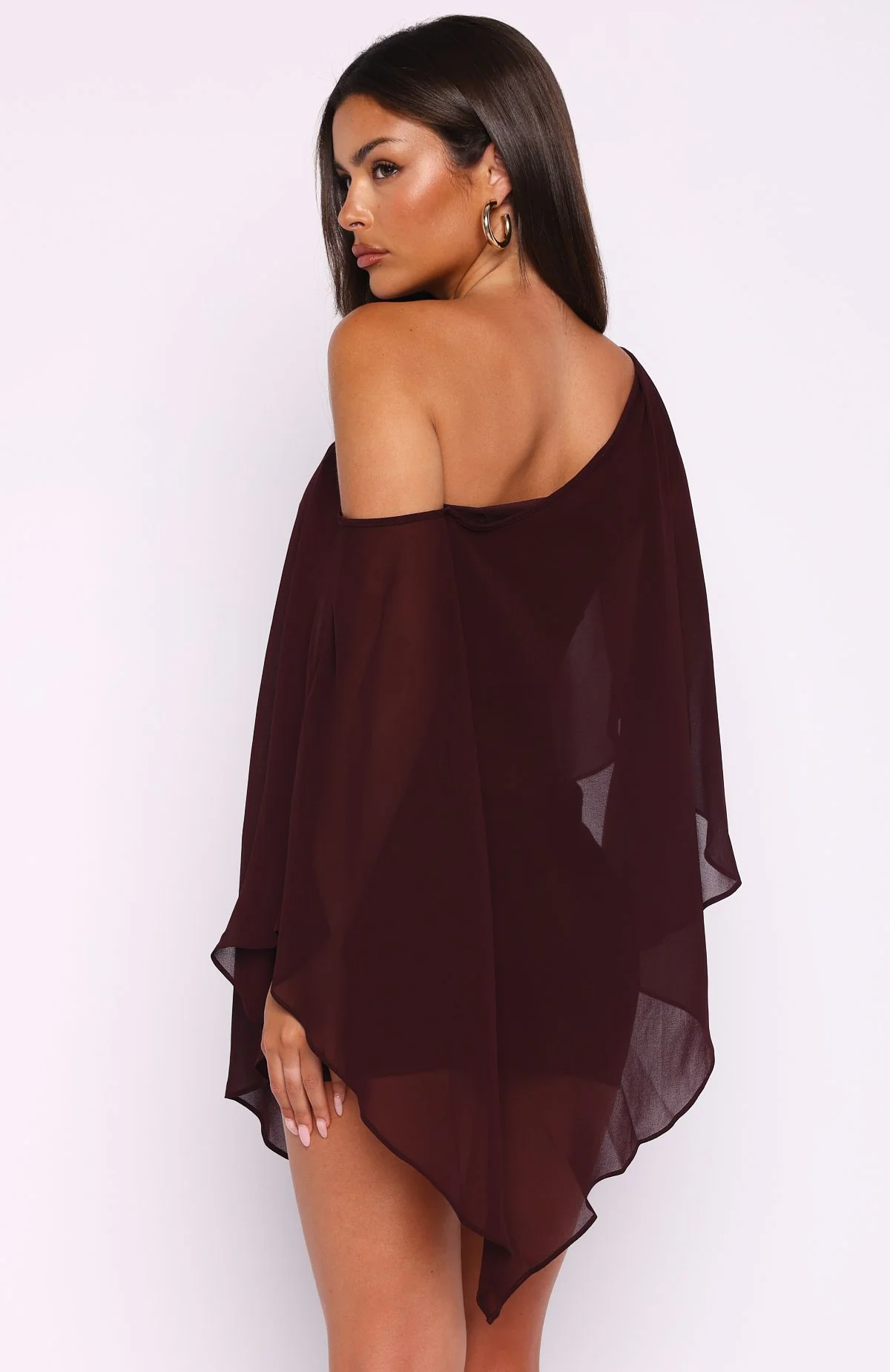 Just For Tonight One Shoulder Mini Dress Burgundy - Image 4