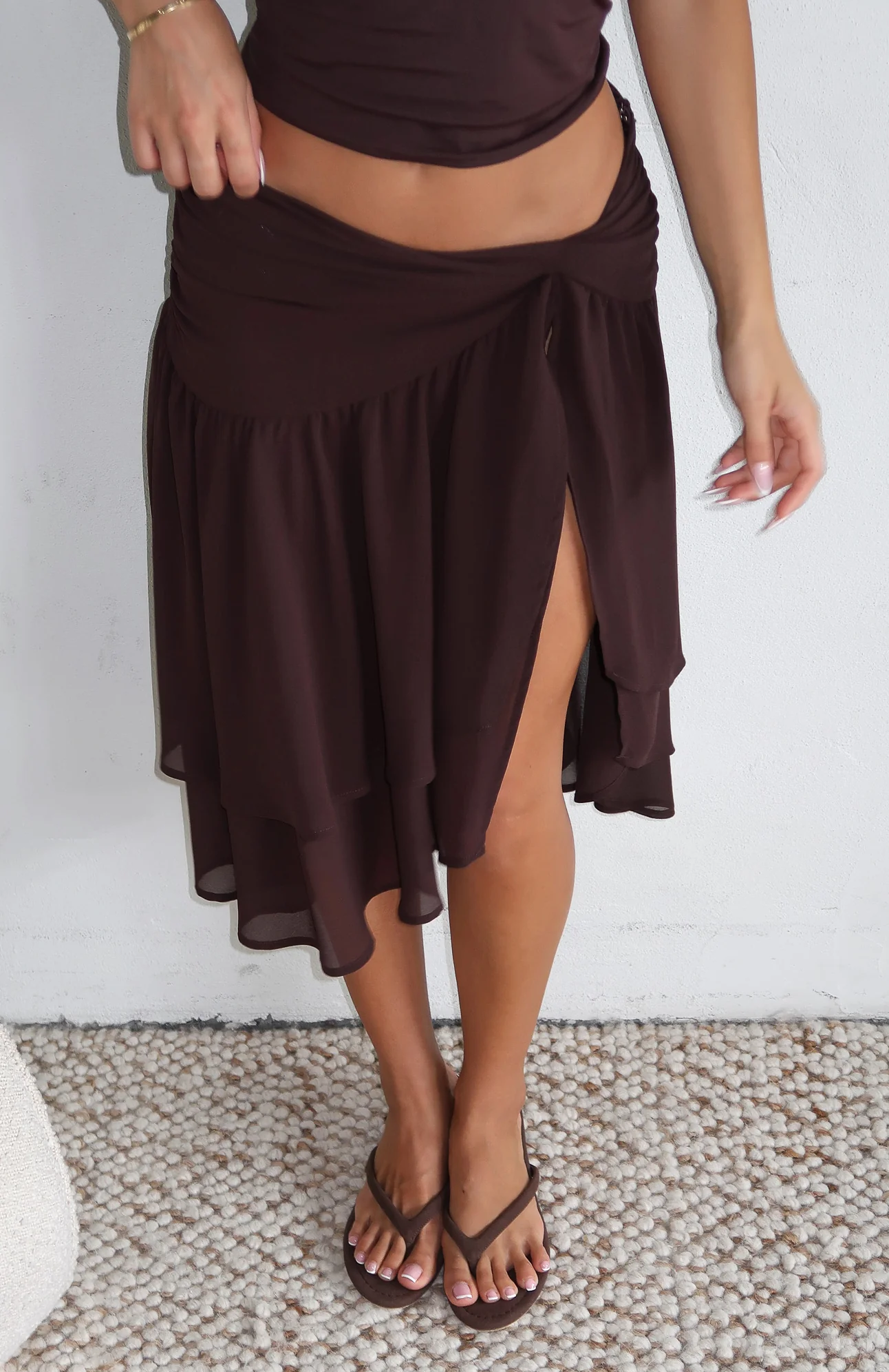 Just Keep Watching Midi Skirt Chocolate - Image 7