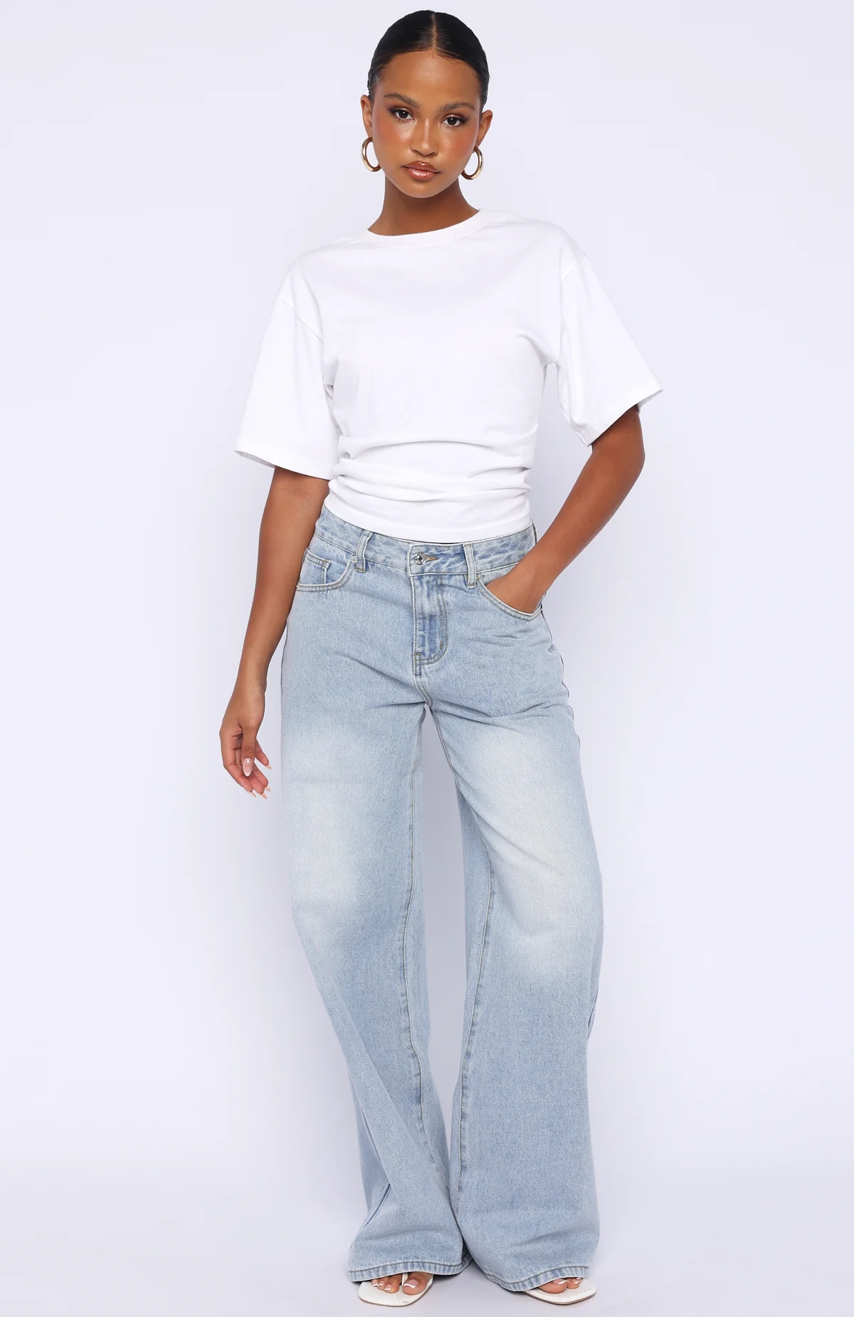 Just My Type Mid Rise Wide Leg Jeans Light Blue - Image 3