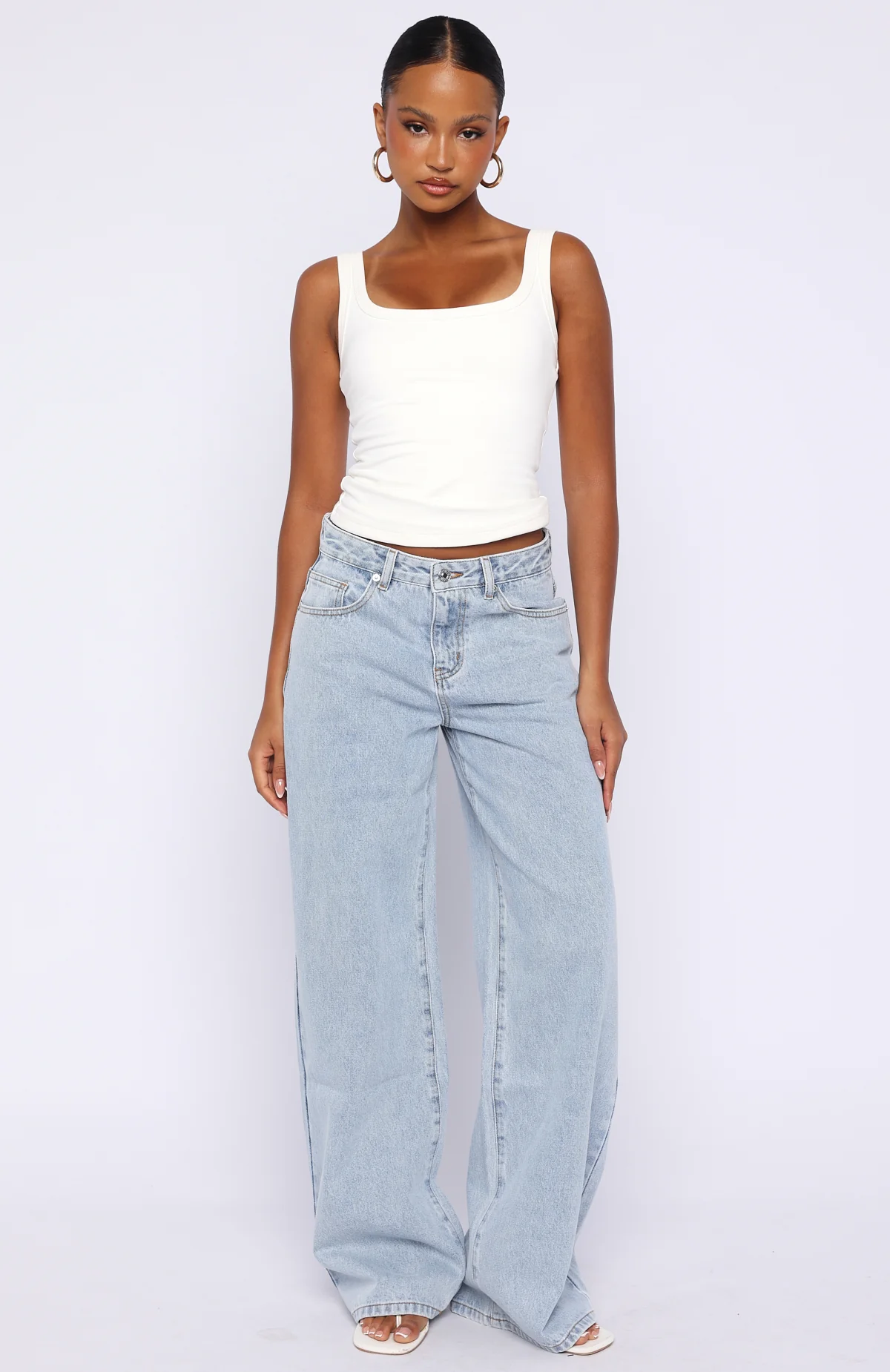 Just My Type Mid Rise Wide Leg Jeans Mid Blue - Image 2