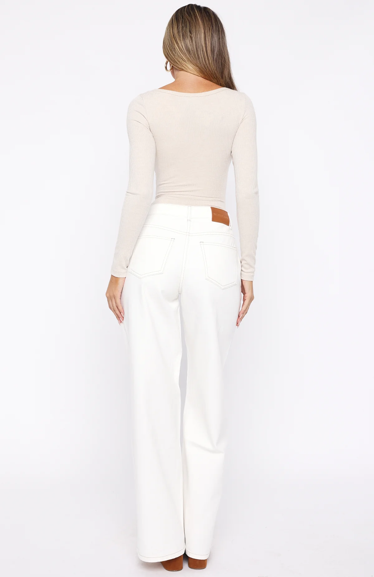 Just My Type Mid Rise Wide Leg Jeans Off White - Image 5