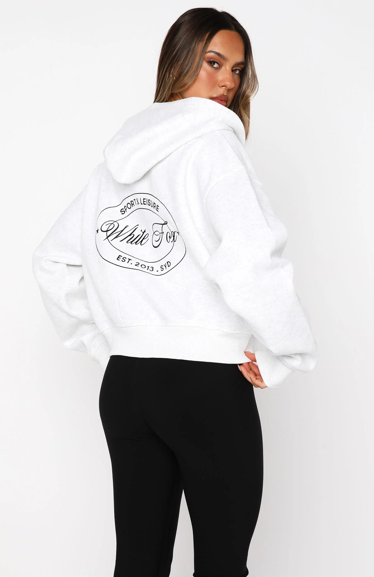 Just Try Again Boxy Zip Front Hoodie Grey Marle - Image 4