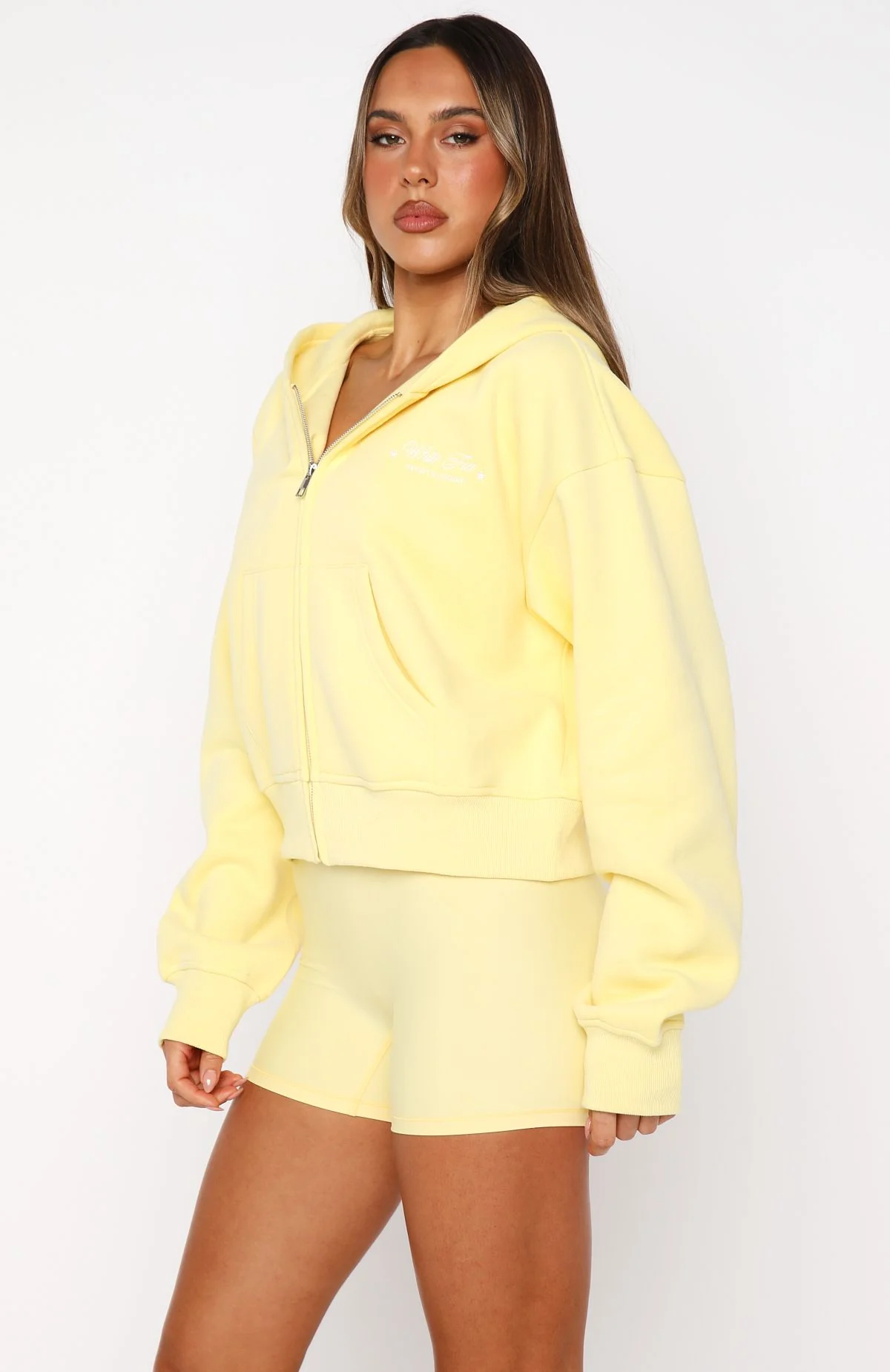 Just Try Again Boxy Zip Front Hoodie Honey - Image 4