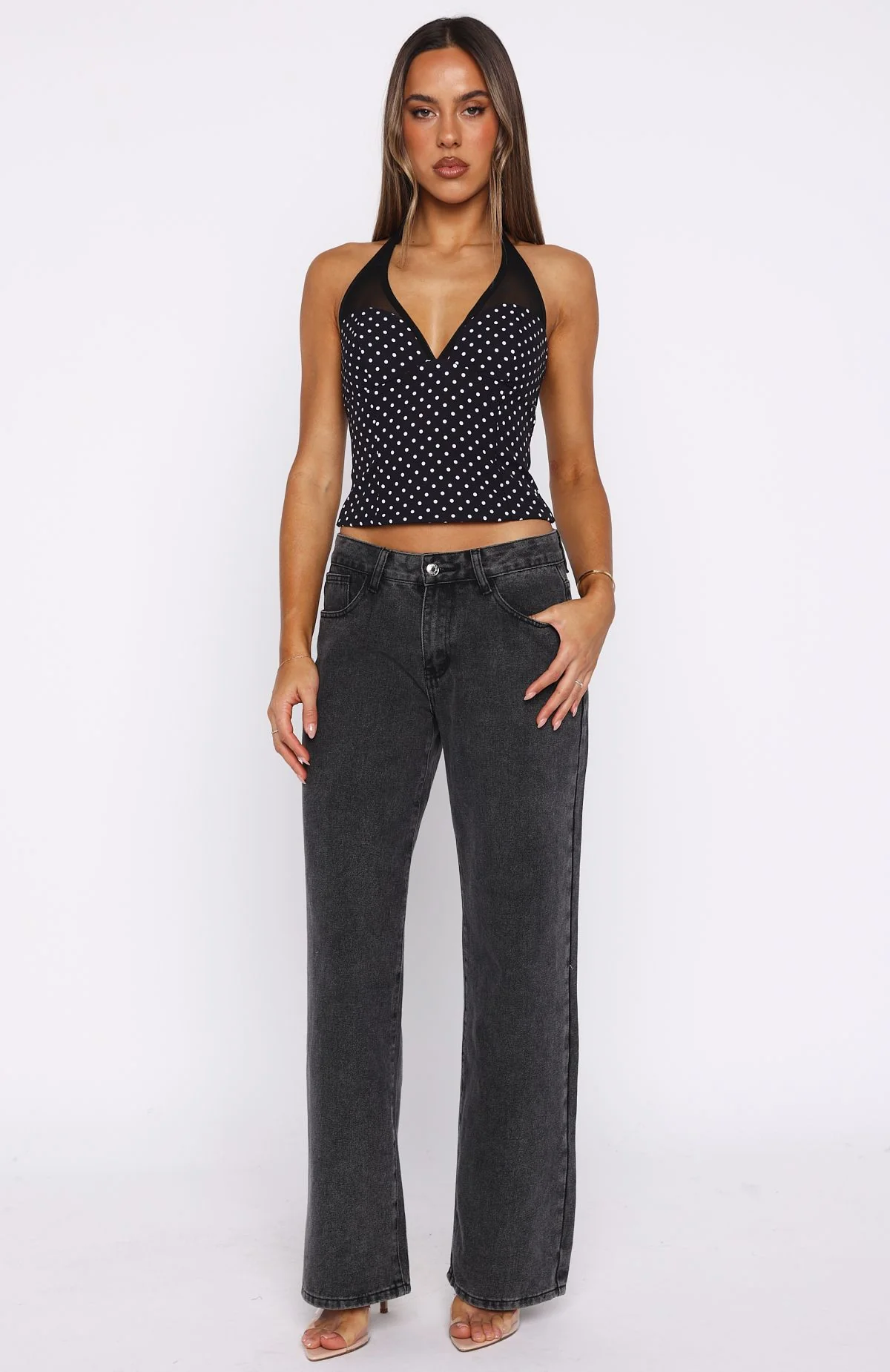 Just Your Type Bustier Black/White Polka Dot - Image 5