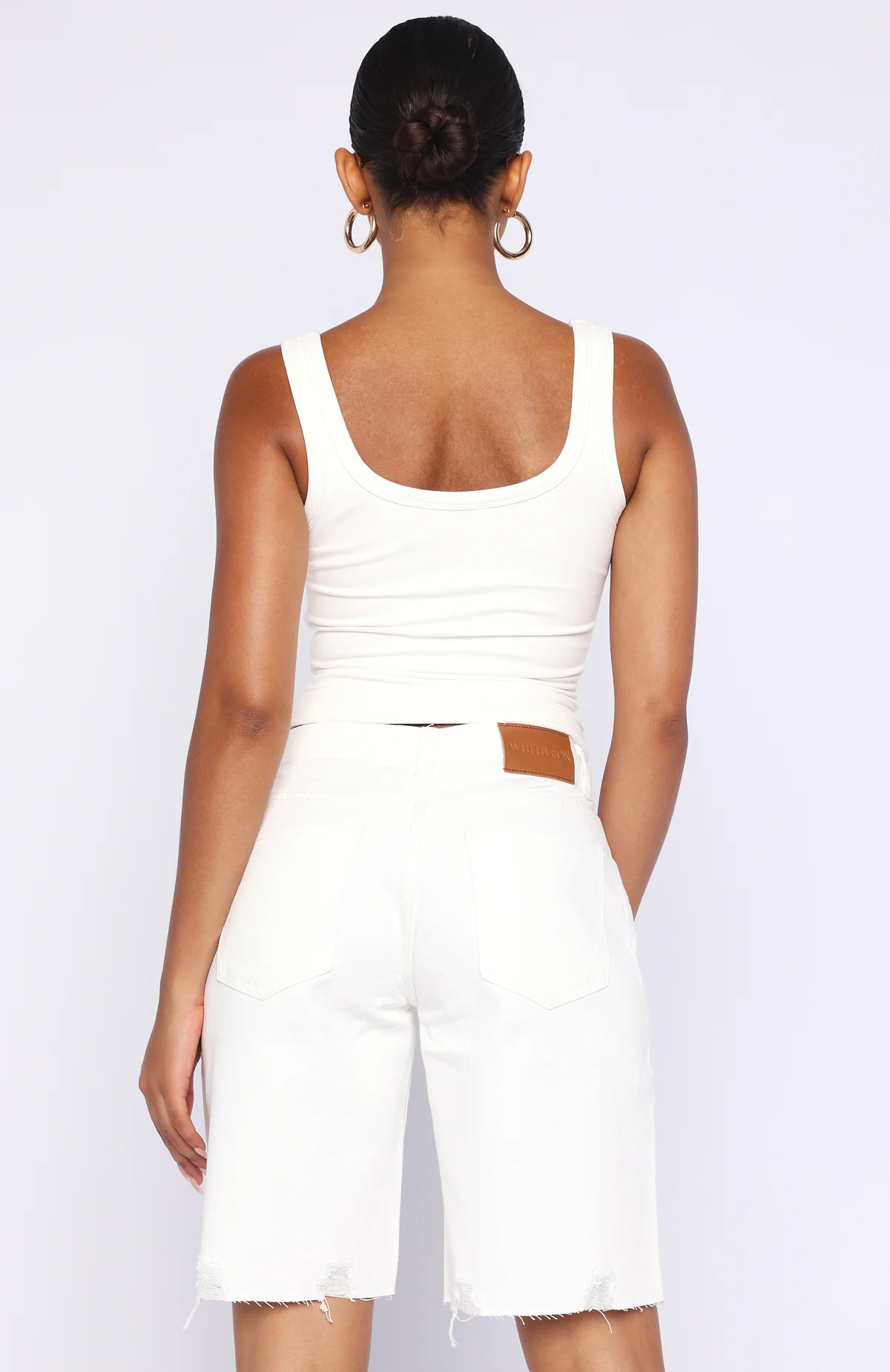 Kahlia Denim Shorts White - Image 4