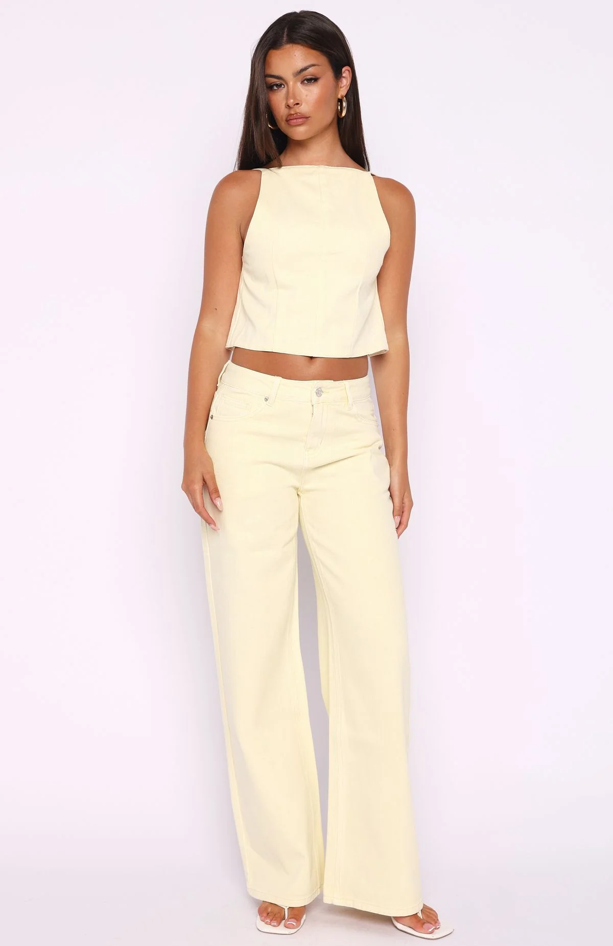 Kalaya Mid Rise Wide Leg Jeans Lemon Wash - Image 2