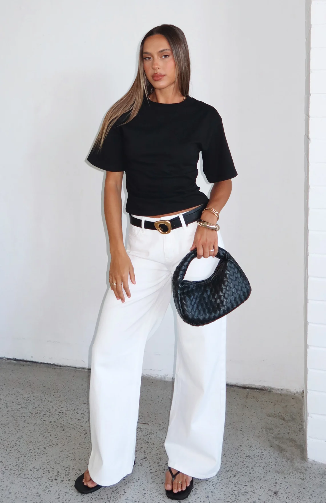 Kalaya Mid Rise Wide Leg Jeans Off White - Image 5
