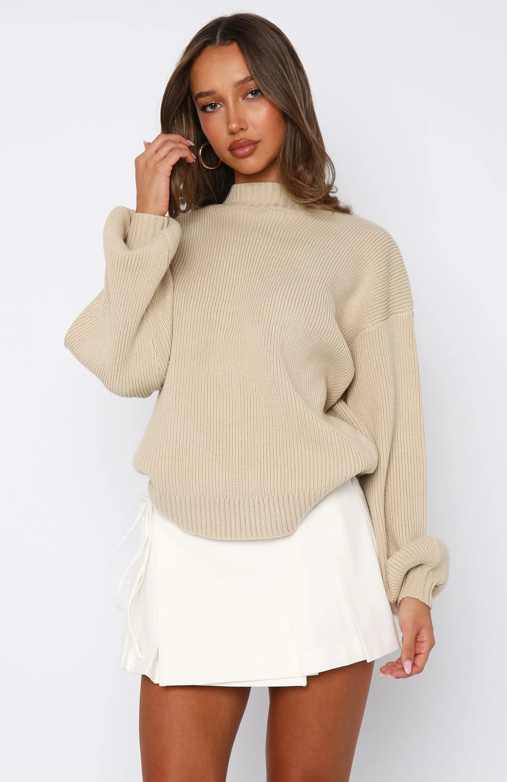 Keep It Classic Knit Sweater Beige - Image 2