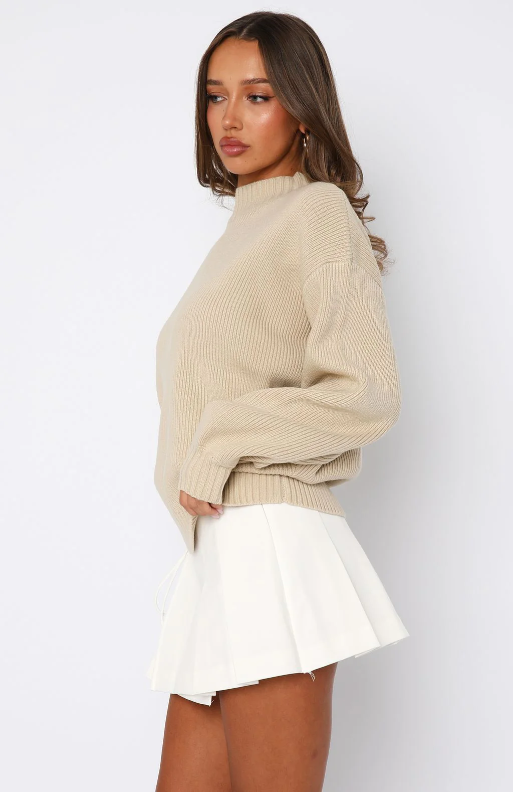 Keep It Classic Knit Sweater Beige - Image 3