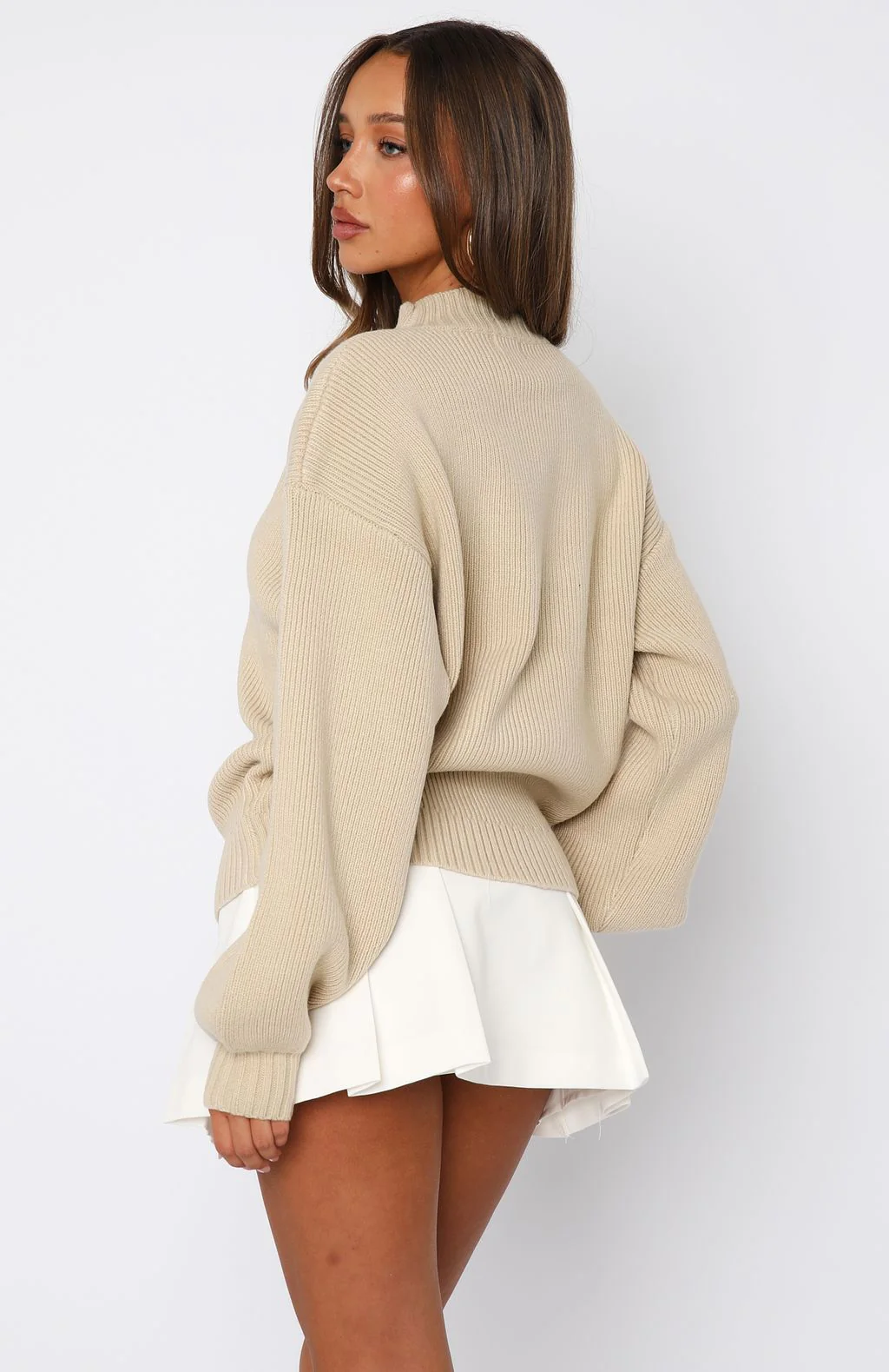 Keep It Classic Knit Sweater Beige - Image 4