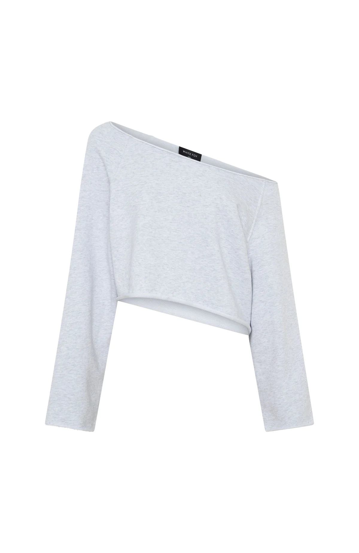 Keep It Rolling Cropped Off Shoulder Sweater Grey Marle - Image 9