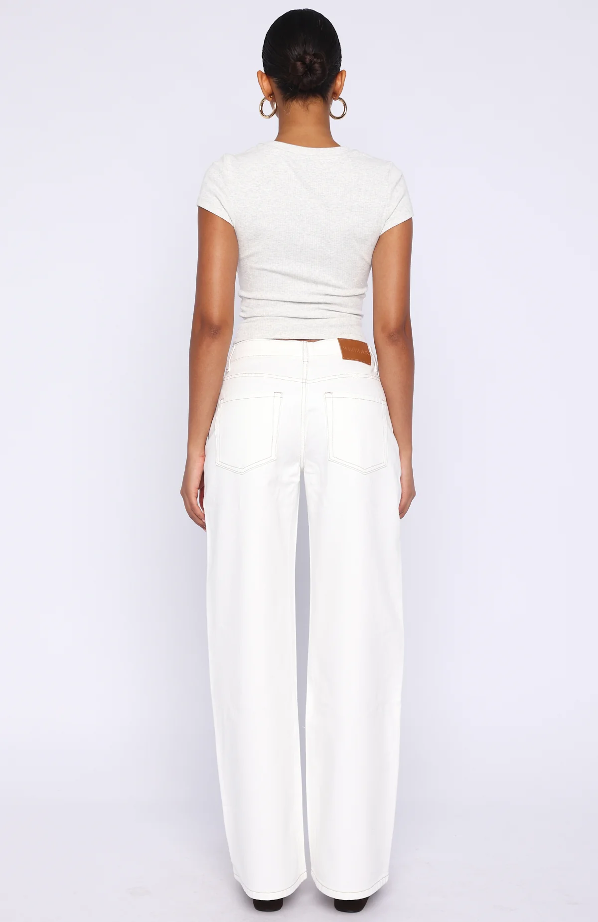 Kendall Mid Rise Wide Leg Jeans Off White - Image 4