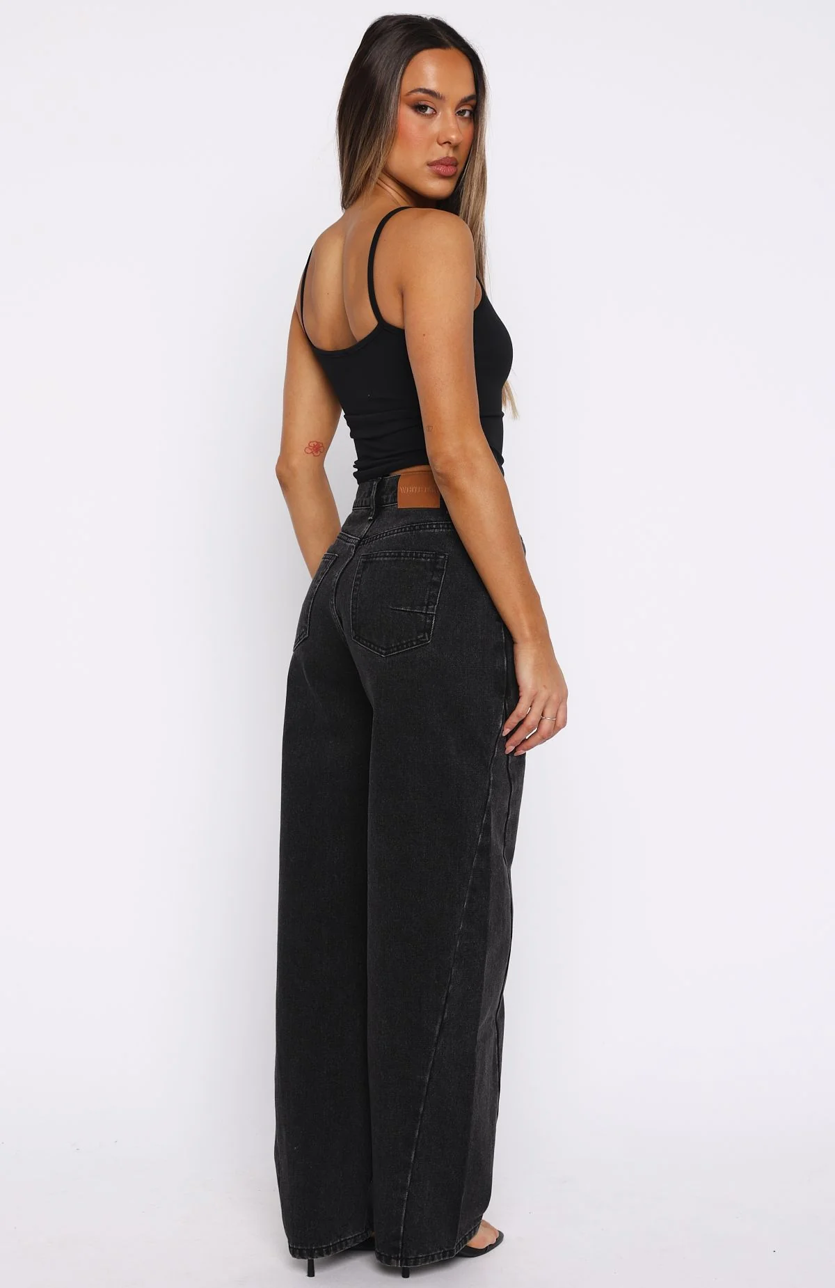Kiara Mid Rise Barrel Leg Jeans Black Acid - Image 4