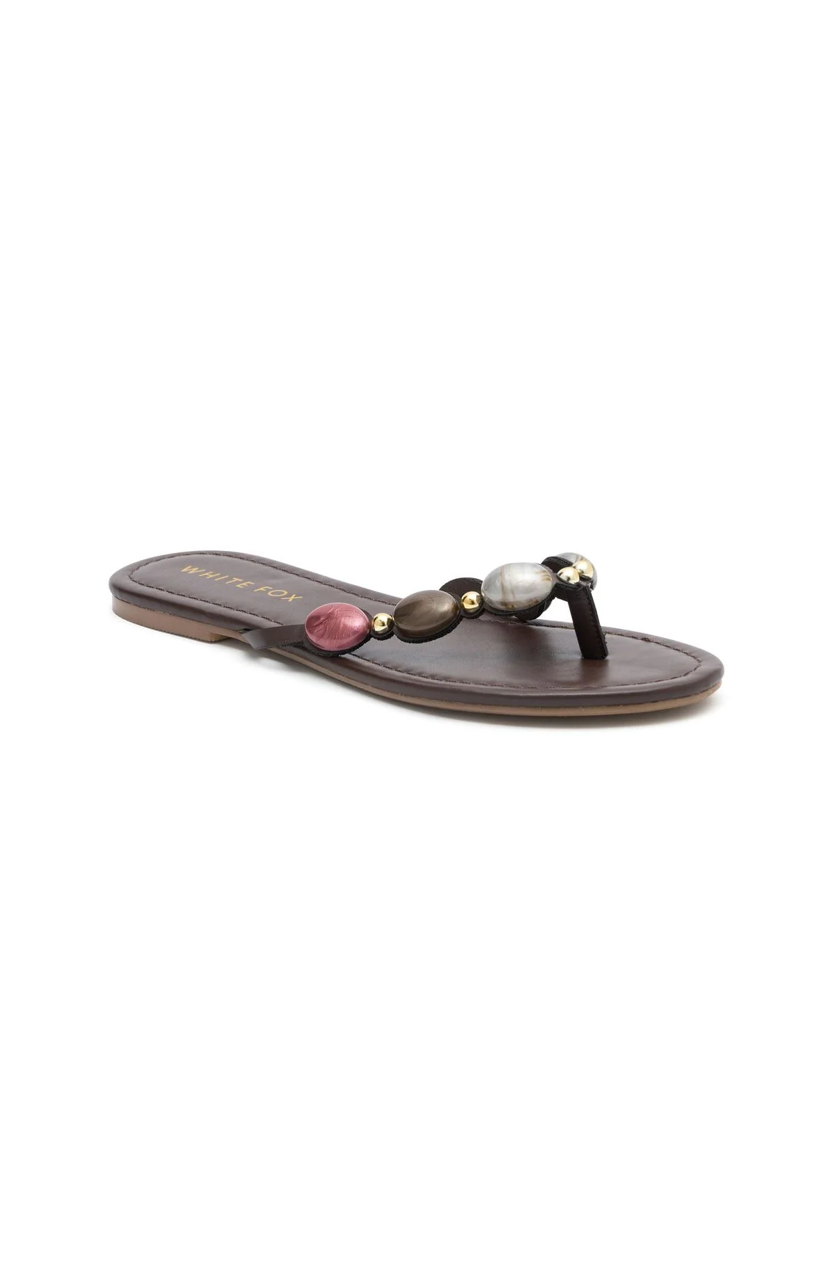 Kira Beaded Thong Sandals Chocolate - Image 3