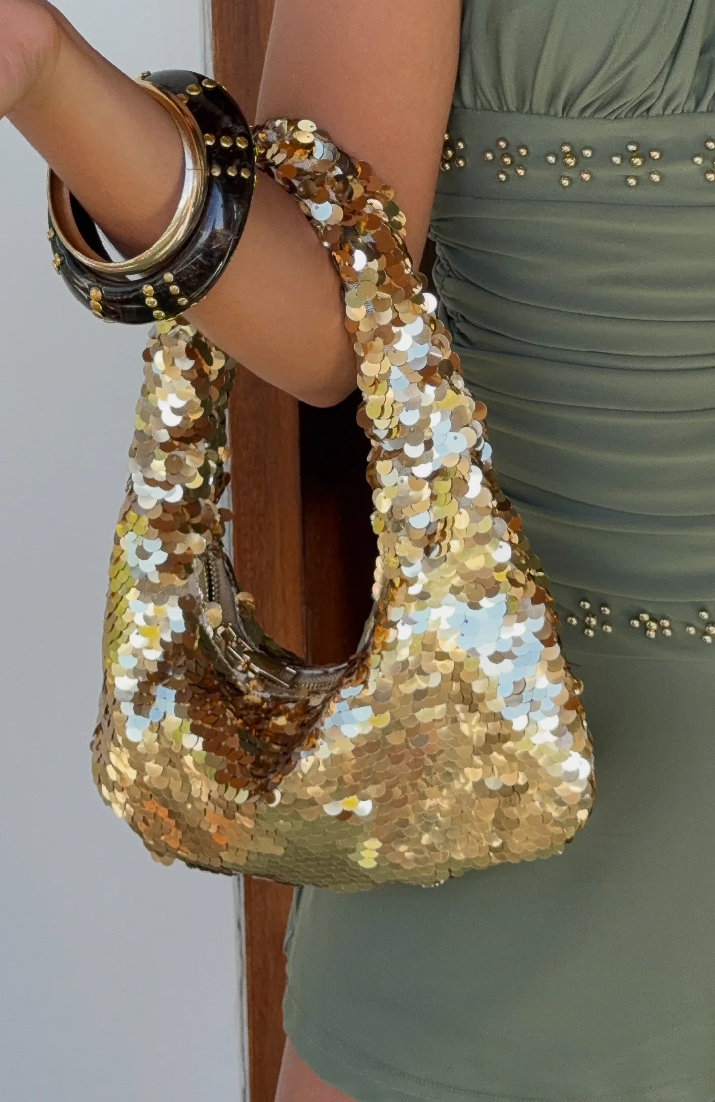 Kole Sequin Shoulder Bag Gold - Image 2