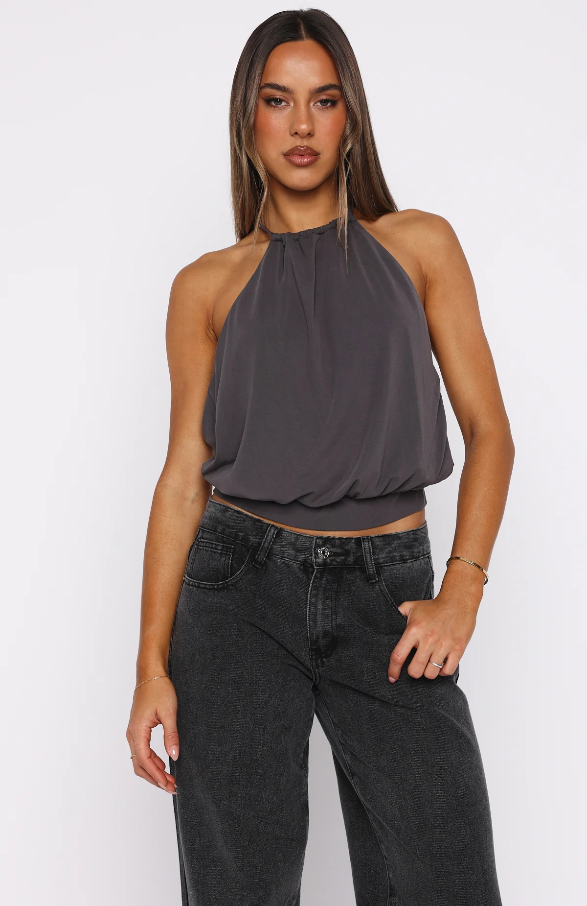 Last Time For Real Halter Top Charcoal - Image 3