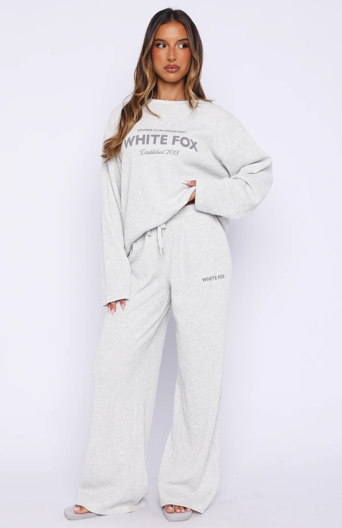 Leave Me Out Of It Waffle Oversized Long Sleeve Tee Grey Marle - Image 5