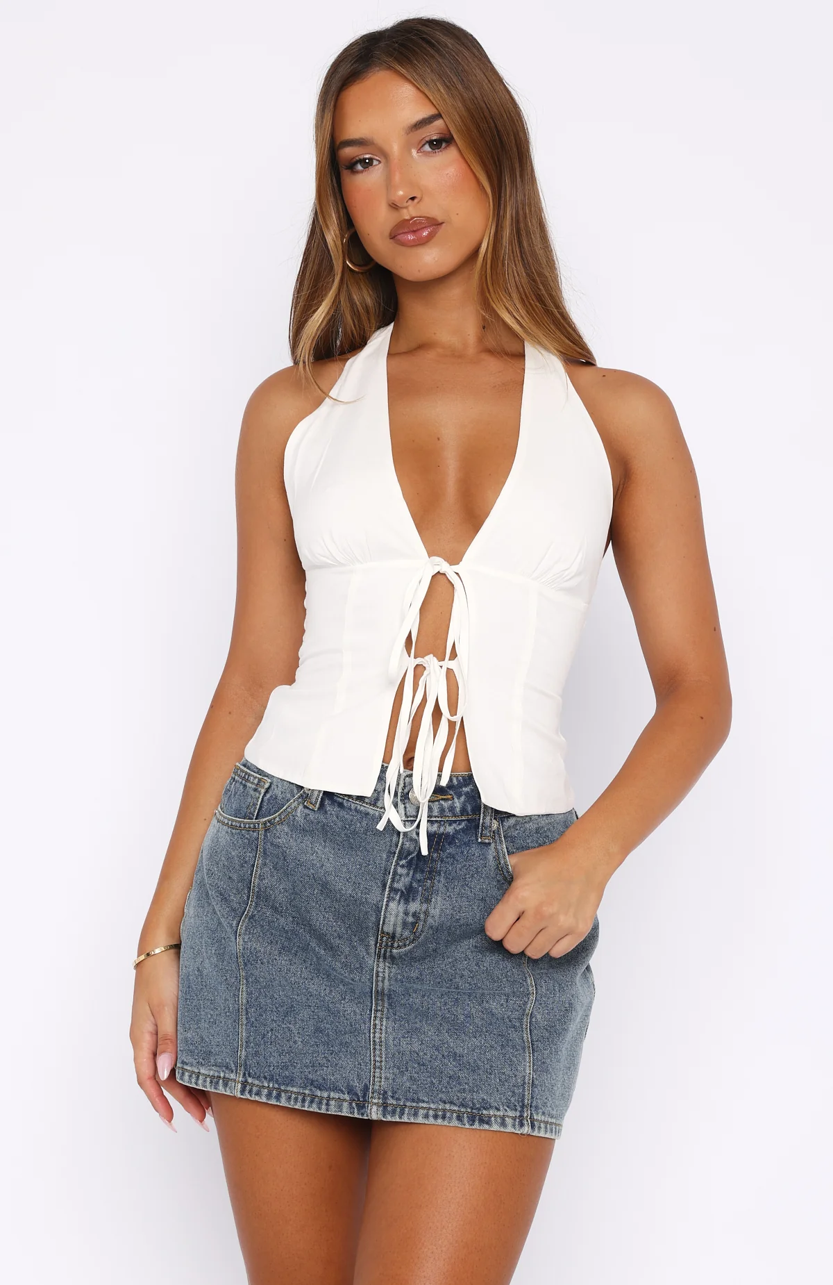 Leaving Now Halter Top White - Image 2