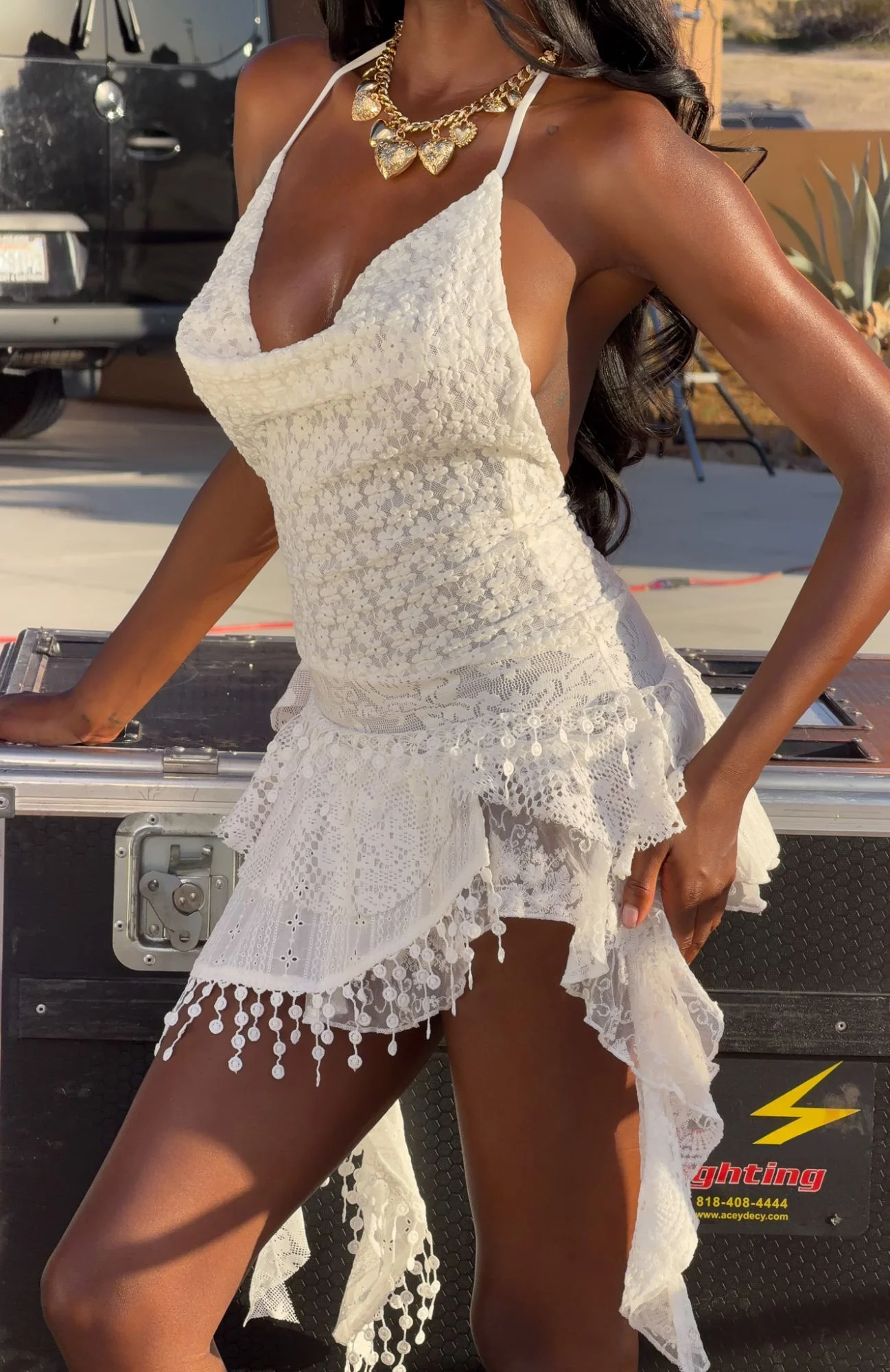 Let's Roll Mini Dress Off White - Image 3