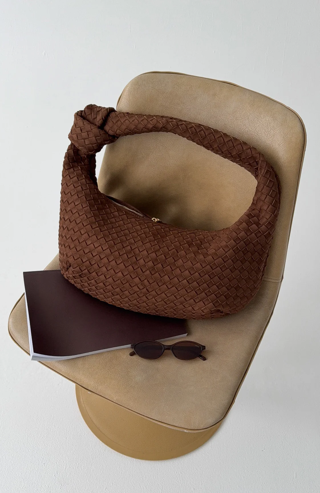Lexi Shoulder Bag Chocolate Faux Suede - Image 2
