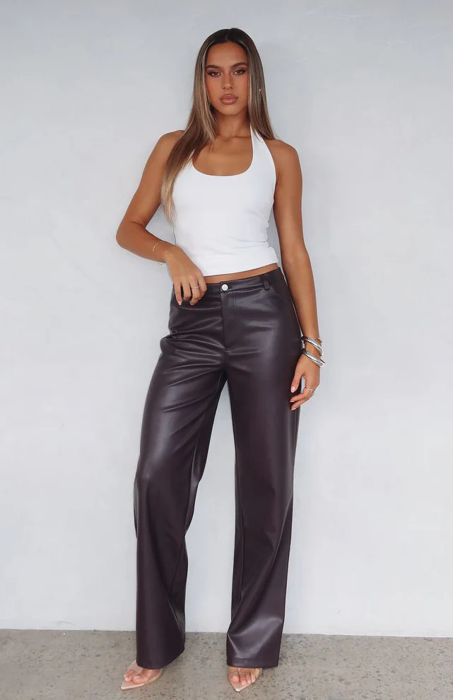 Life Affair PU Pants Deep Mauve - Image 5