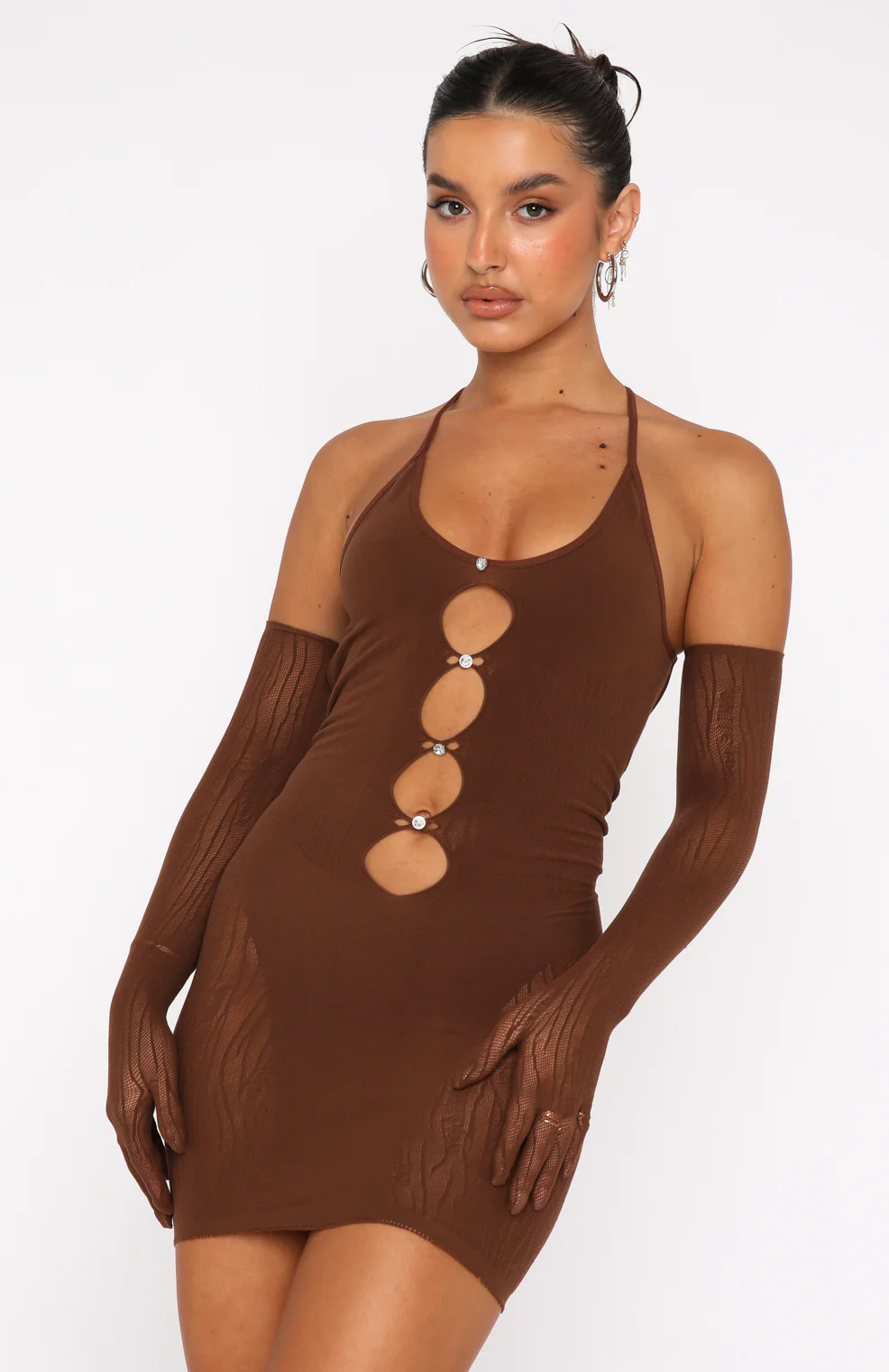Link Up Mini Dress Chocolate - Image 2