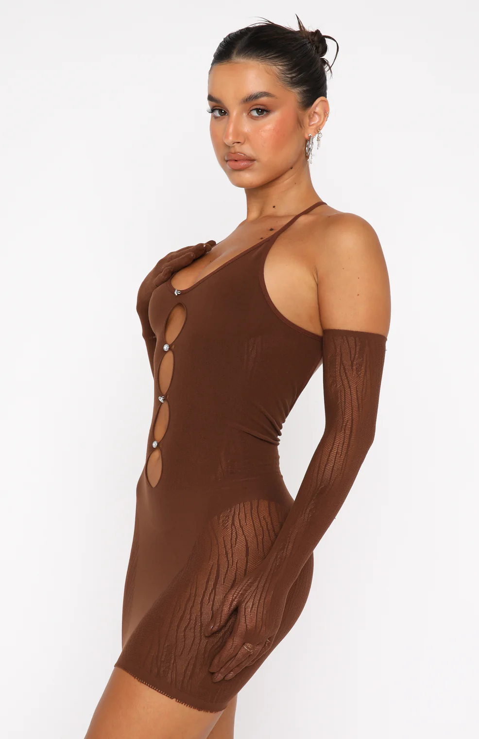 Link Up Mini Dress Chocolate - Image 3