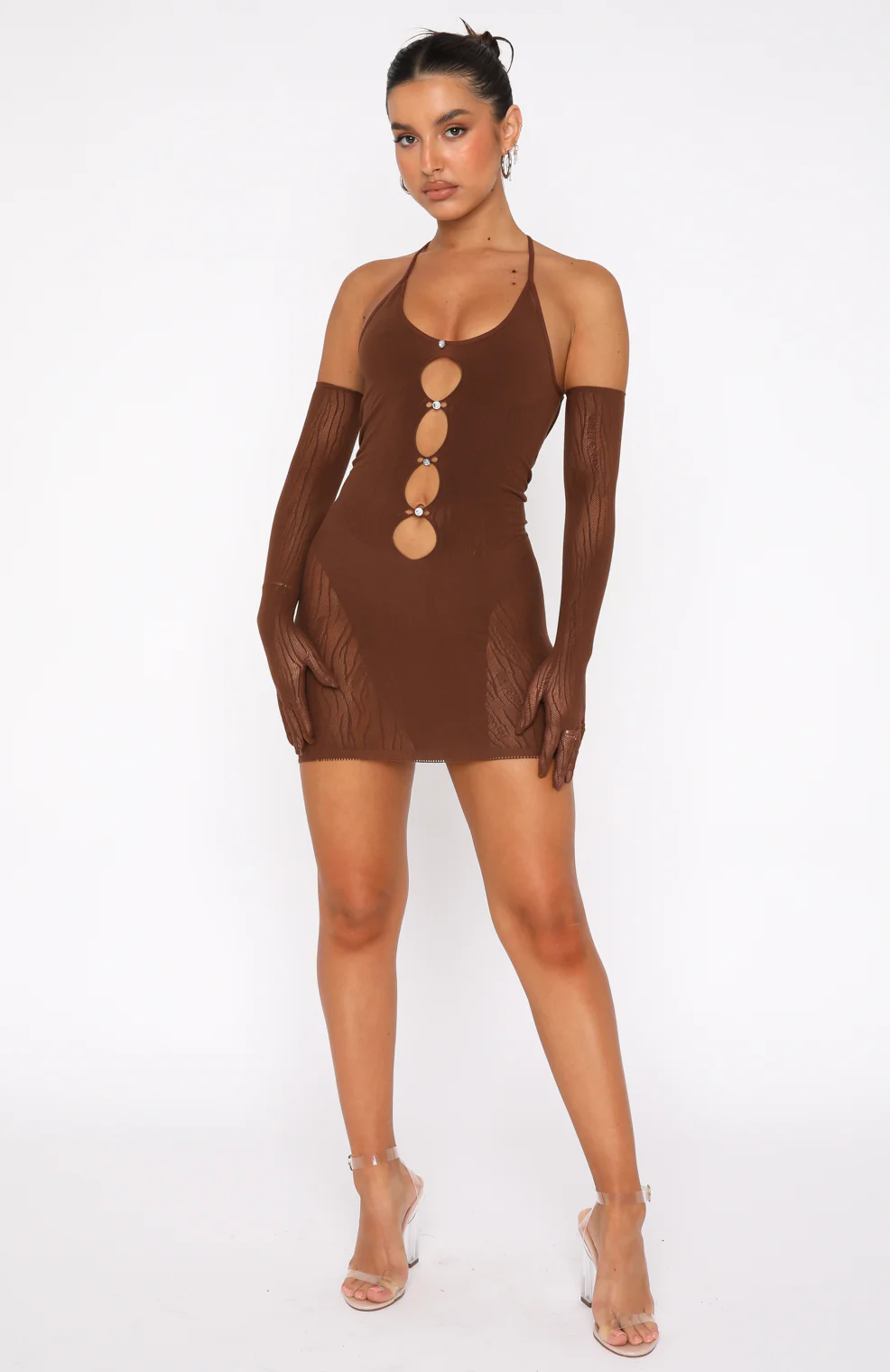 Link Up Mini Dress Chocolate - Image 5