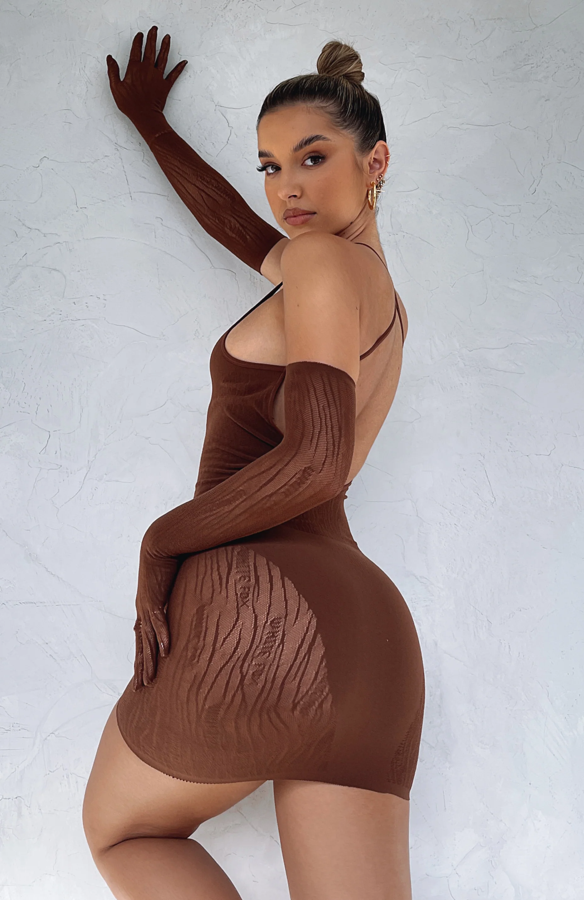 Link Up Mini Dress Chocolate - Image 6