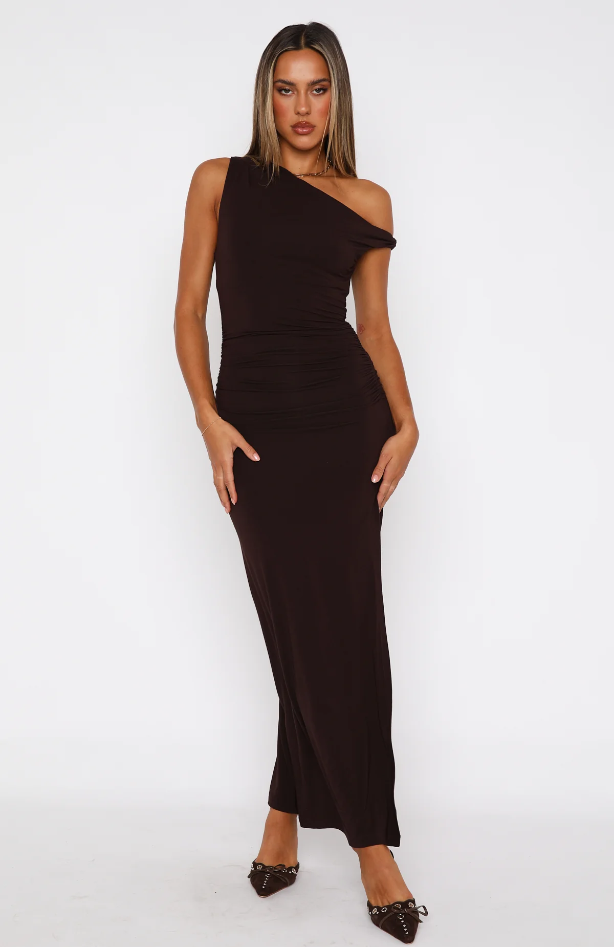 Little Bit Dramatic Maxi Dress Dark Chocolate - Image 2