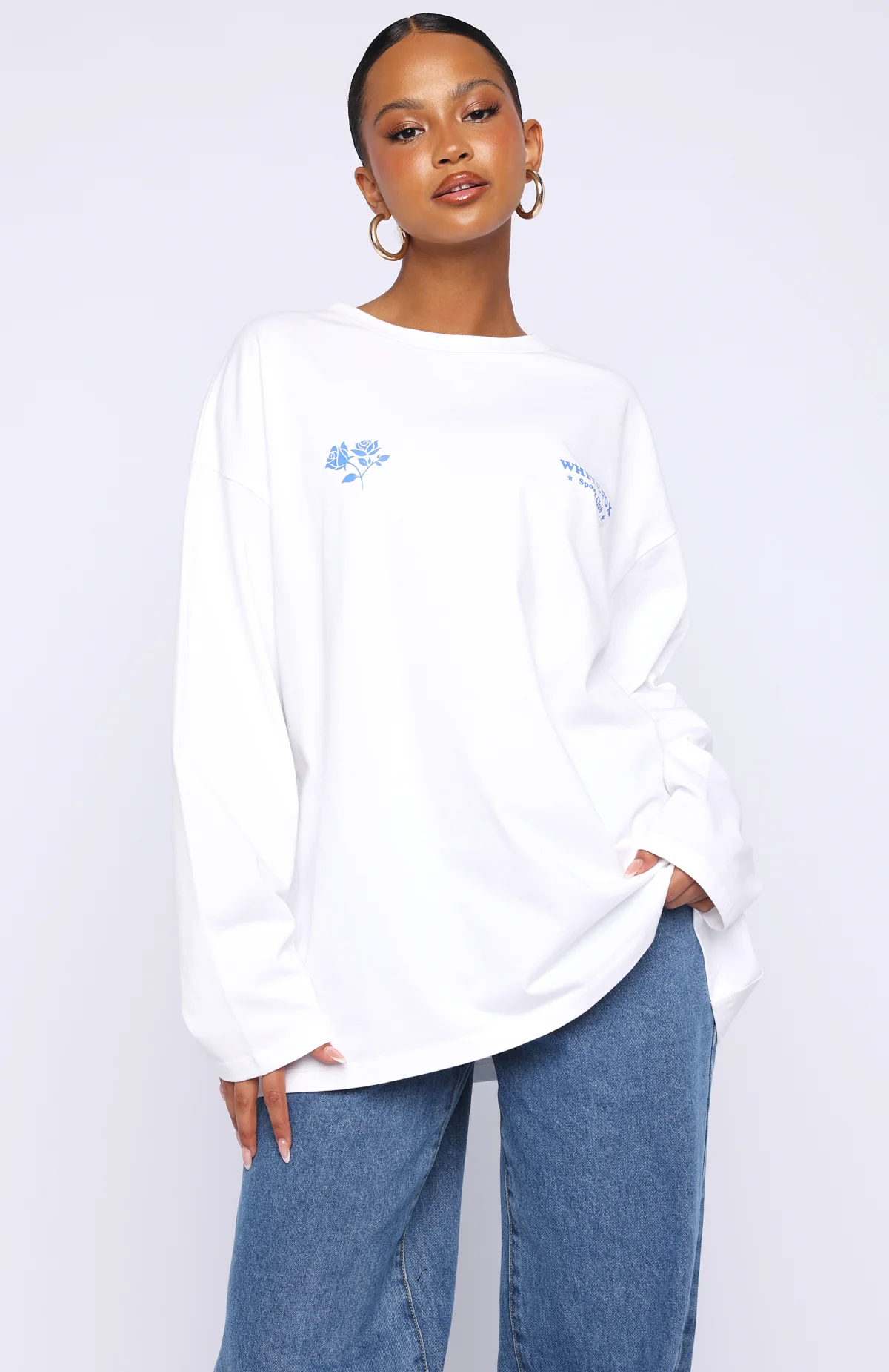 Little Bit Loud Oversized Long Sleeve Tee White - Image 3