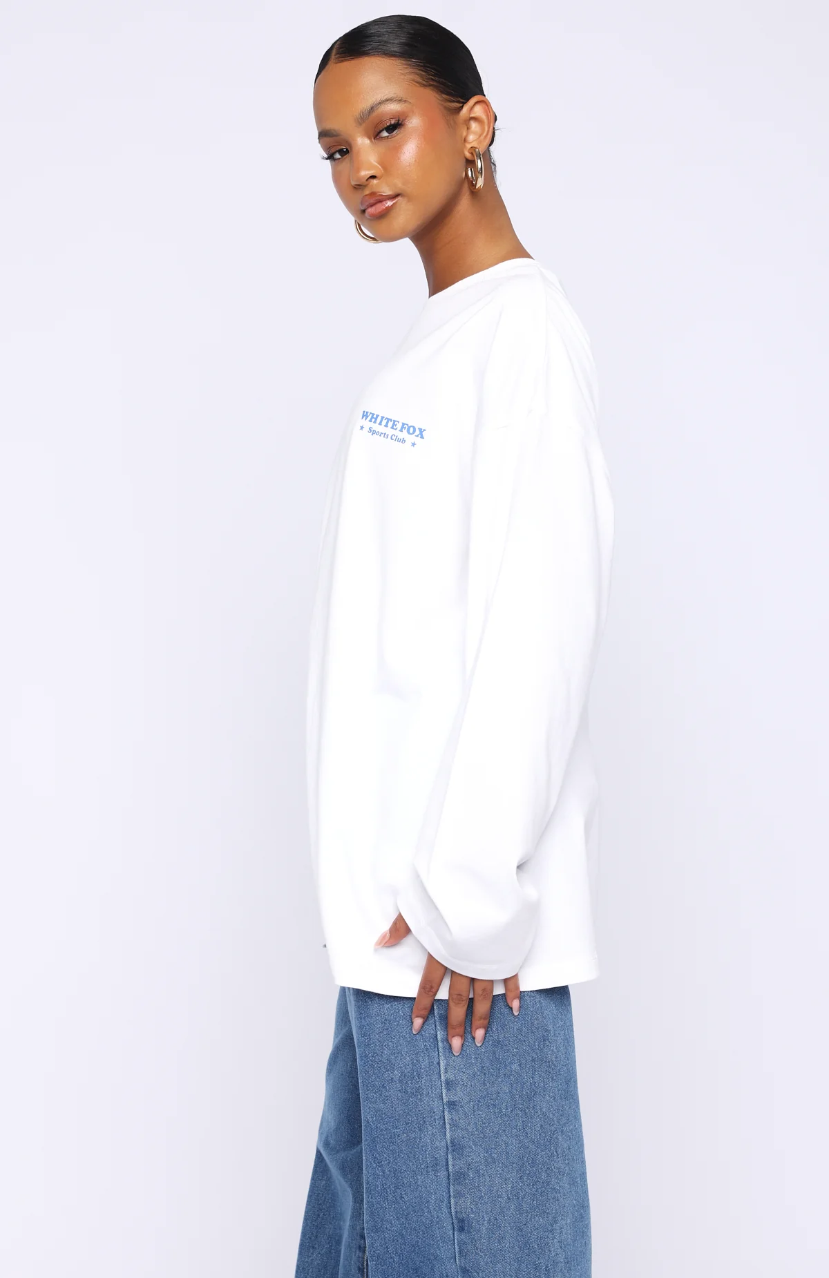 Little Bit Loud Oversized Long Sleeve Tee White - Image 4