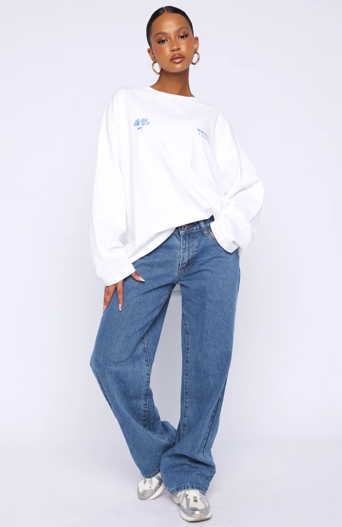 Little Bit Loud Oversized Long Sleeve Tee White - Image 6
