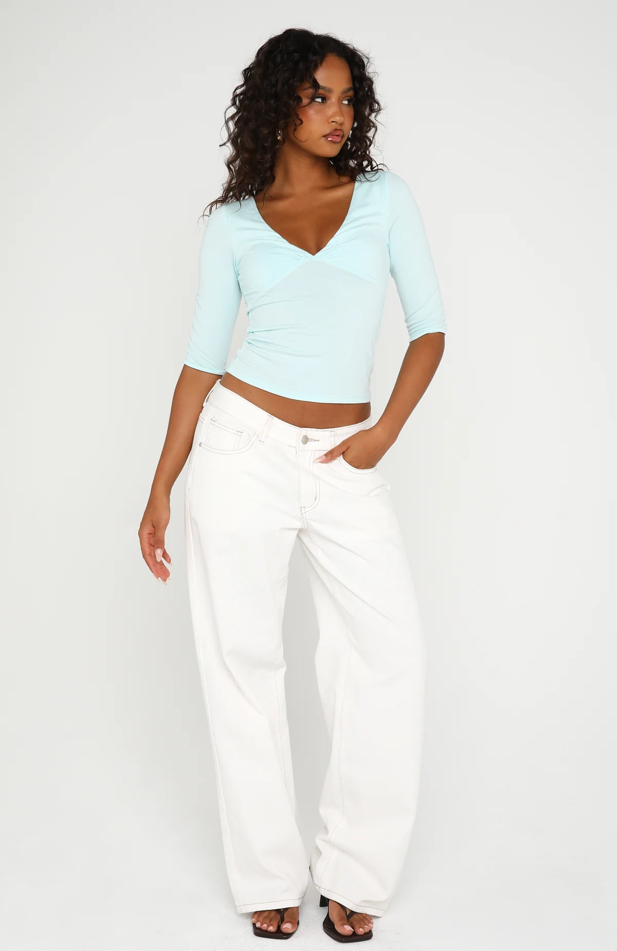 Little Bit Of Everything 3/4 Sleeve Top Baby Blue - Image 6