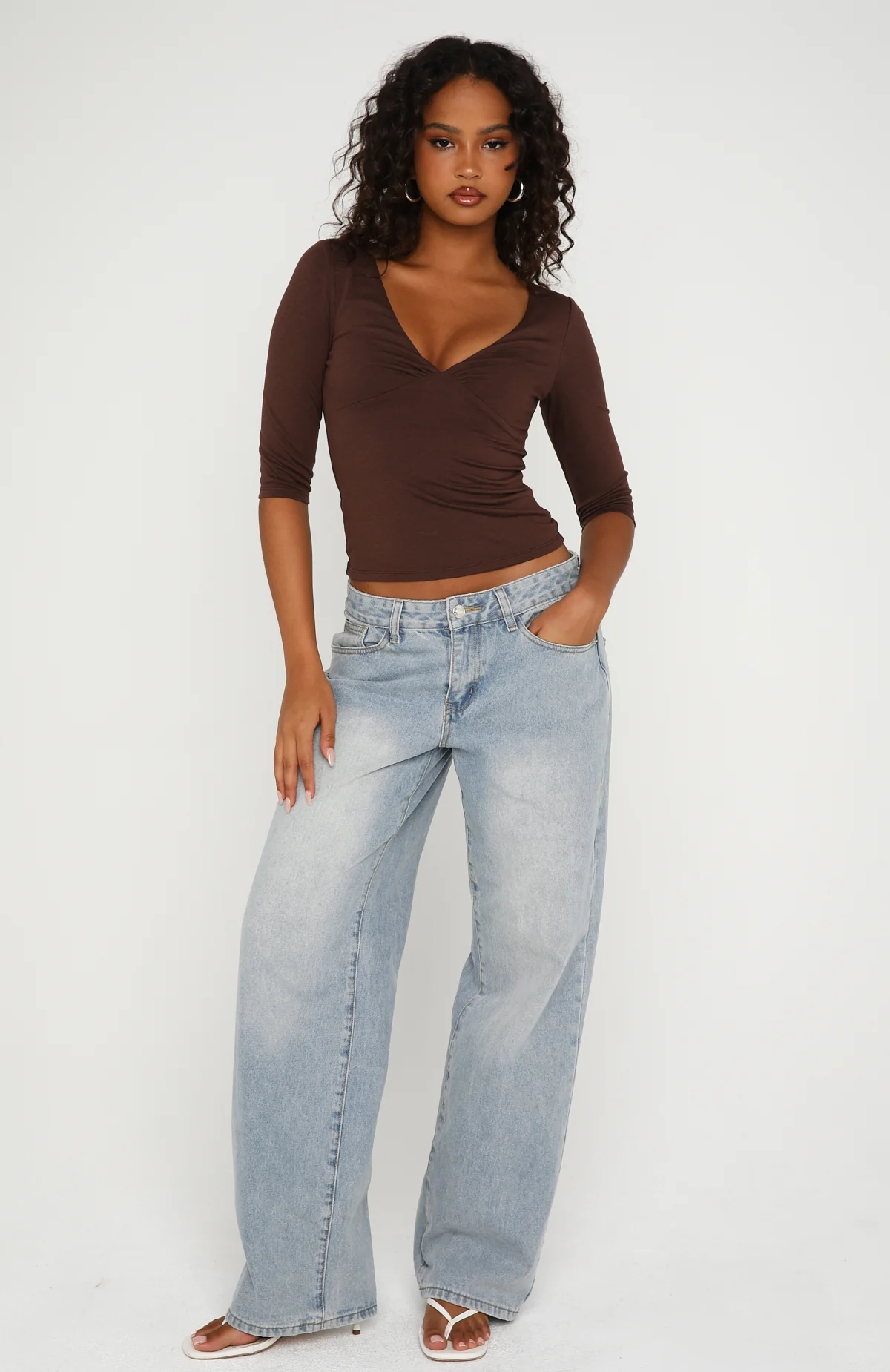 Little Bit Of Everything 3/4 Sleeve Top Chocolate - Image 5