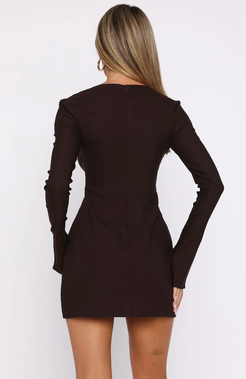 Living For Love Long Sleeve Mini Dress Chocolate - Image 4