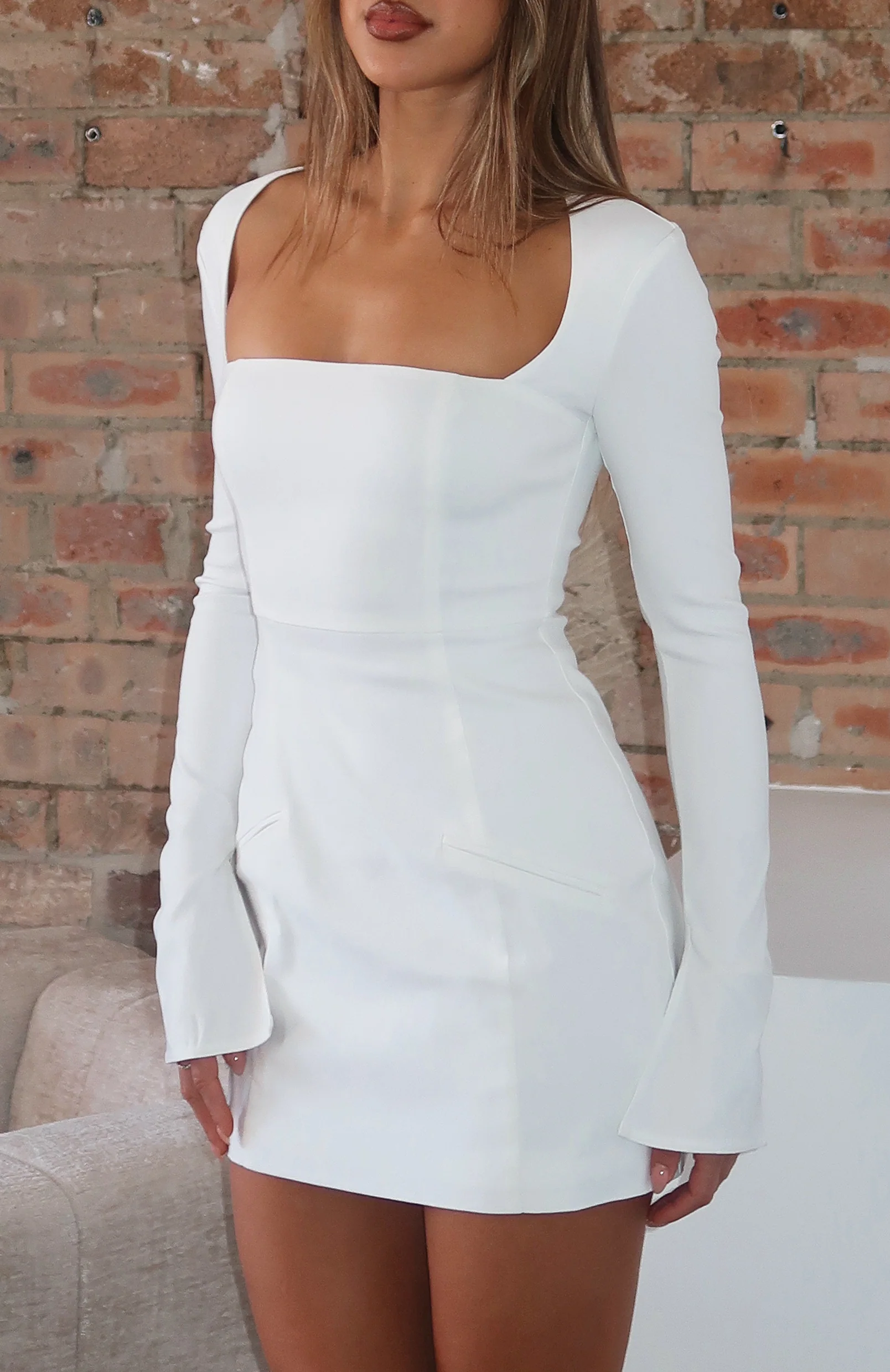 Living For Love Long Sleeve Mini Dress Off White - Image 6